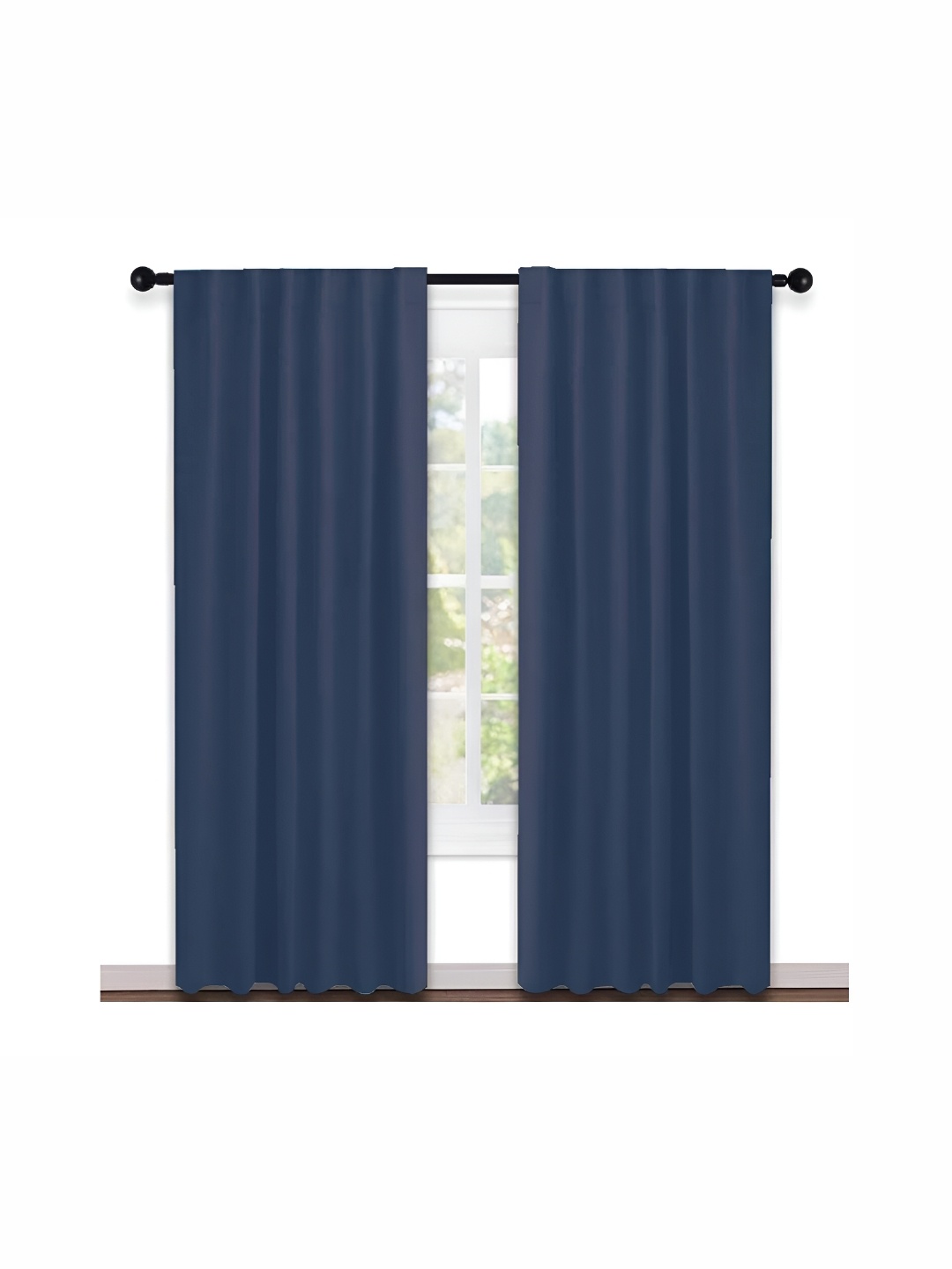 

Lushomes Navy Blue 2 Pieces Black Out Cotton Door Curtain