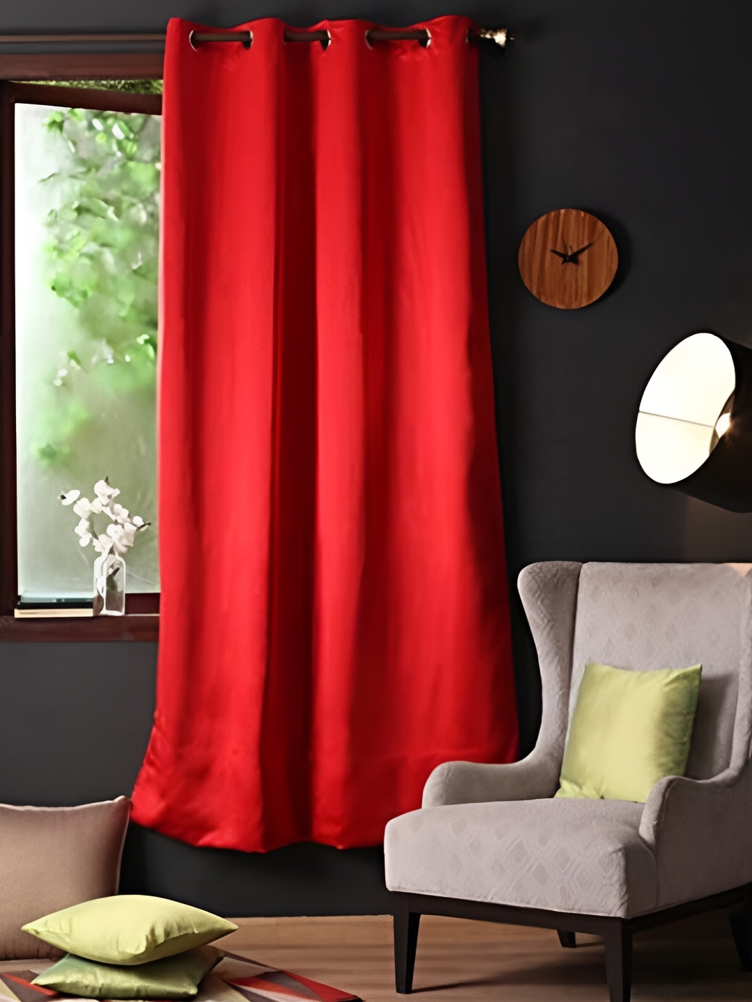 

Lushomes Red Black Out Long Door Curtain
