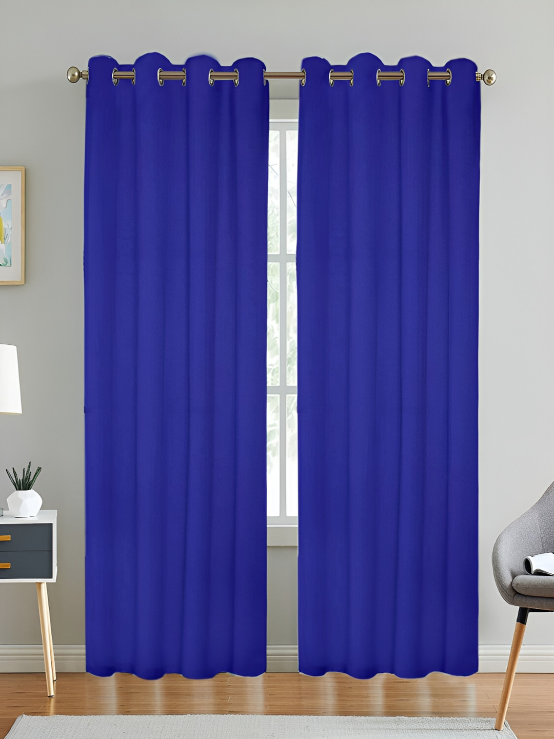 

Lushomes Navy Blue Eyelet Black Out Door Curtain