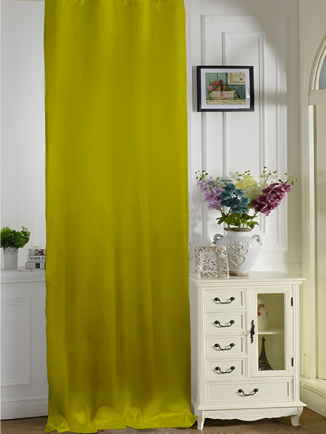 

Lushomes Green Eyelet Black Out Satin Door Curtain
