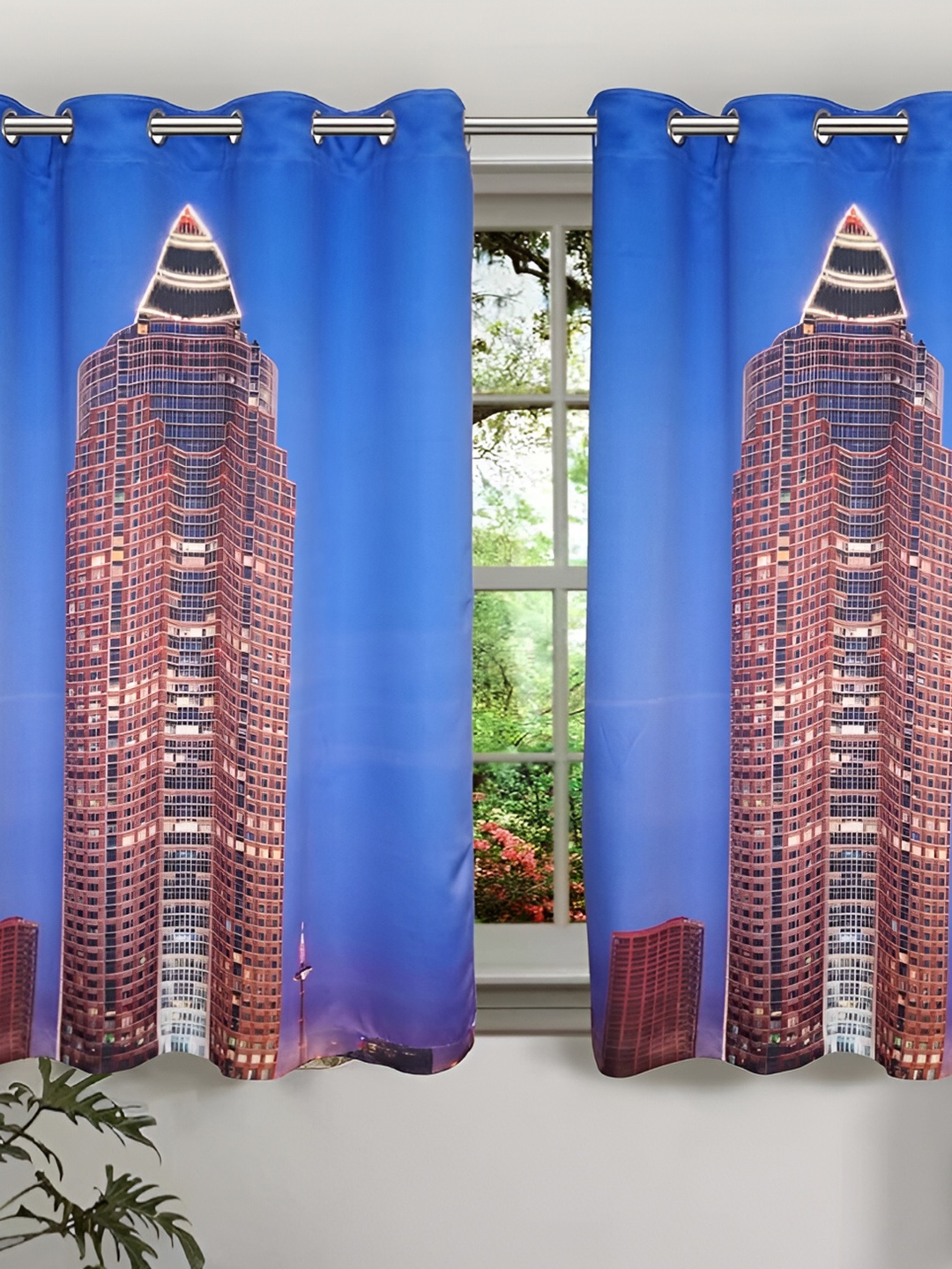 

Lushomes Blue & Red Black Out Window Curtain