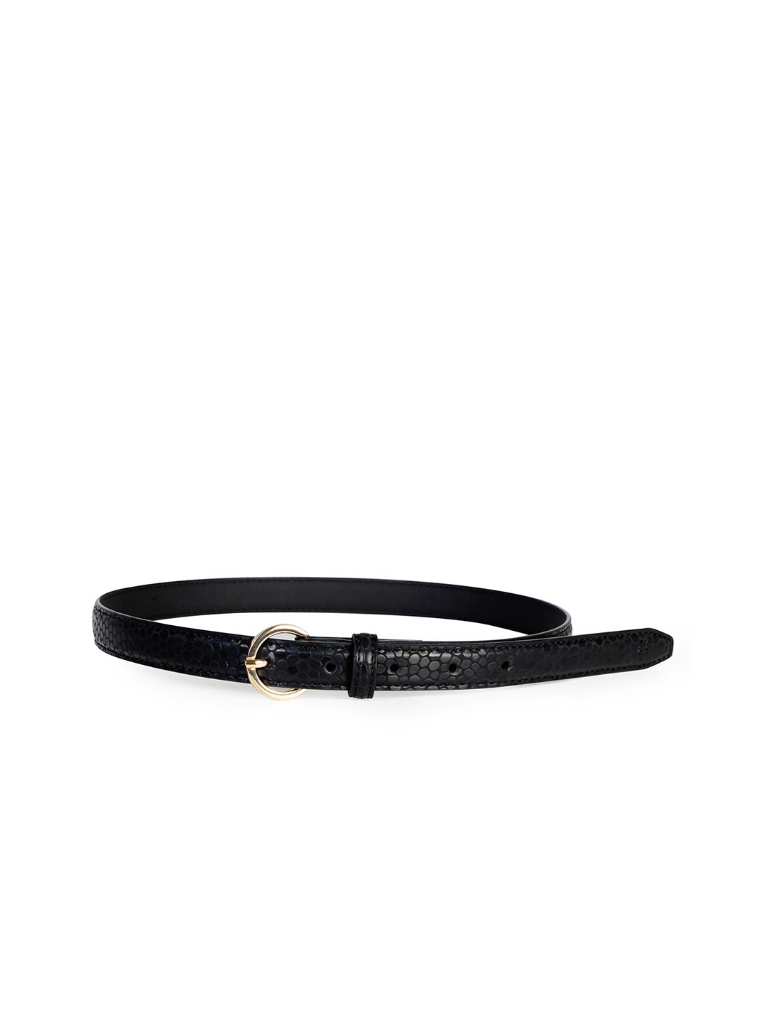 

Bonjour Women Textured Leather Belt, Black