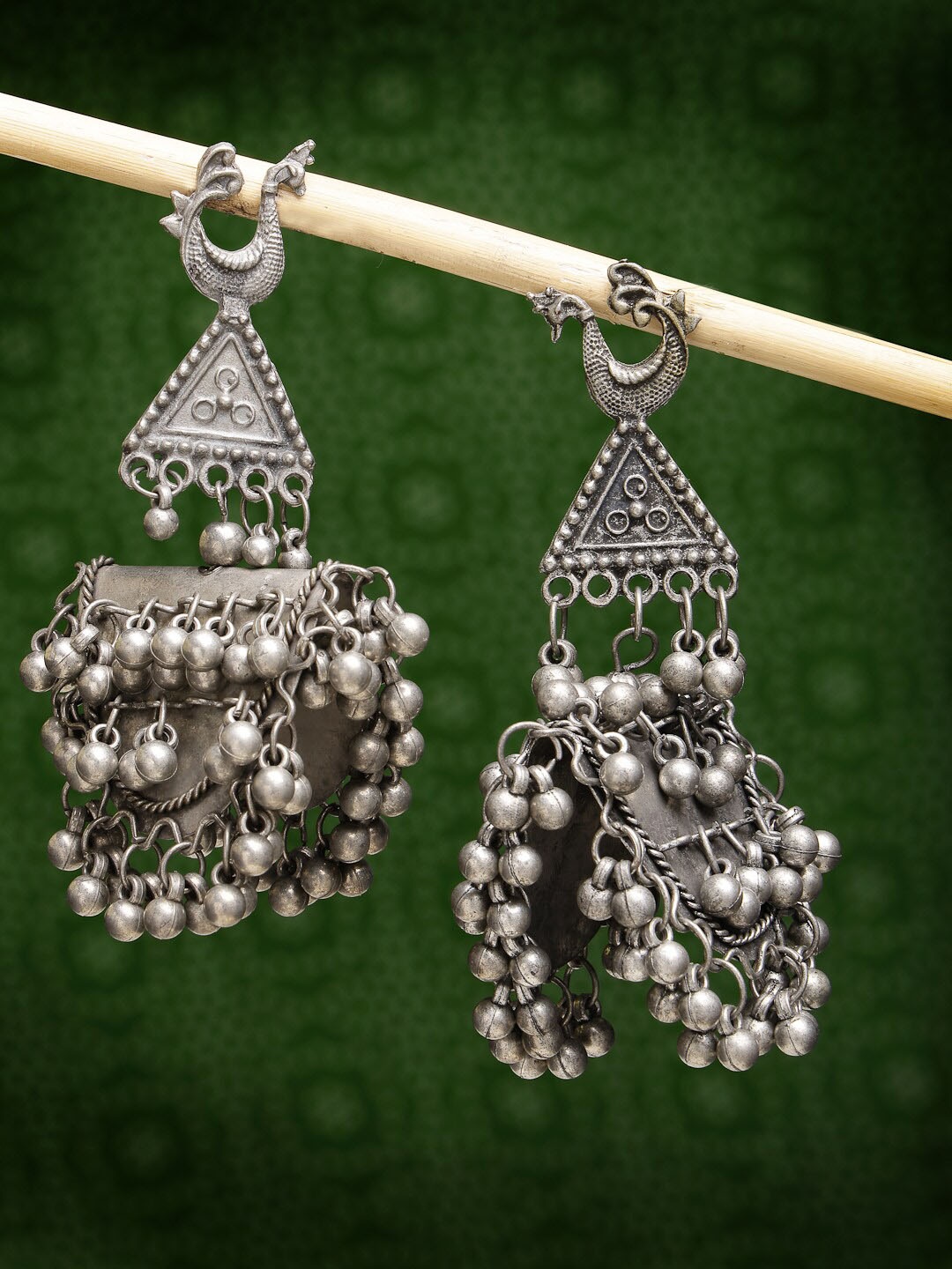

NVR Silver-Plated Contemporary Jhumkas Earrings