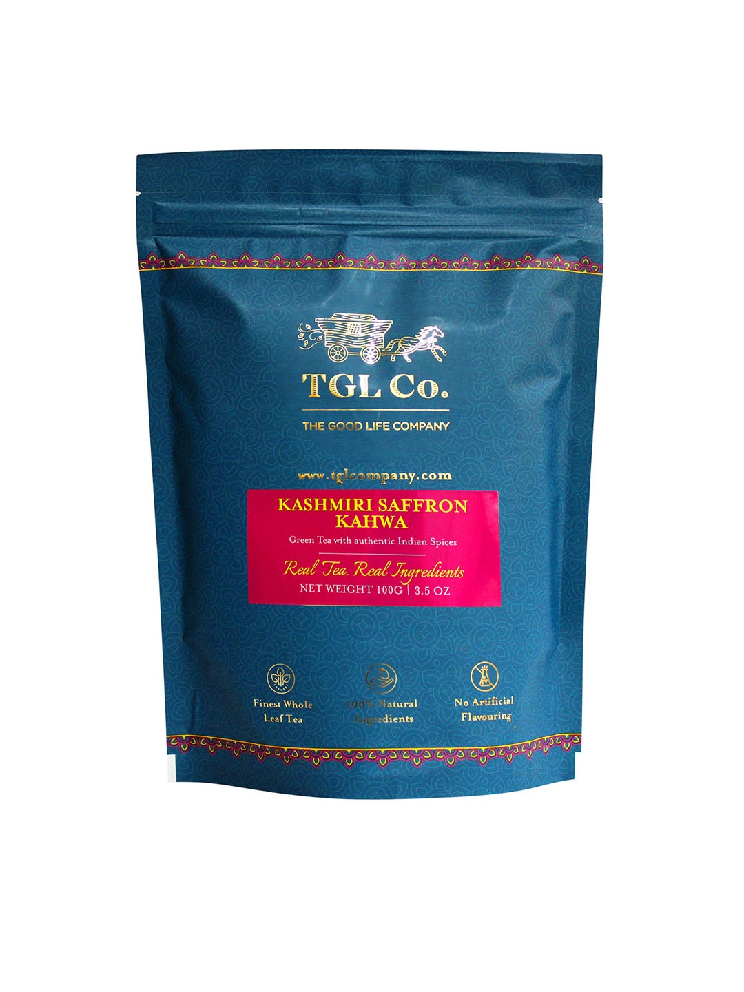 

TGL Co. Kashmiri Saffron Kahwa Green Tea Loose Leaf -100 gm, Blue