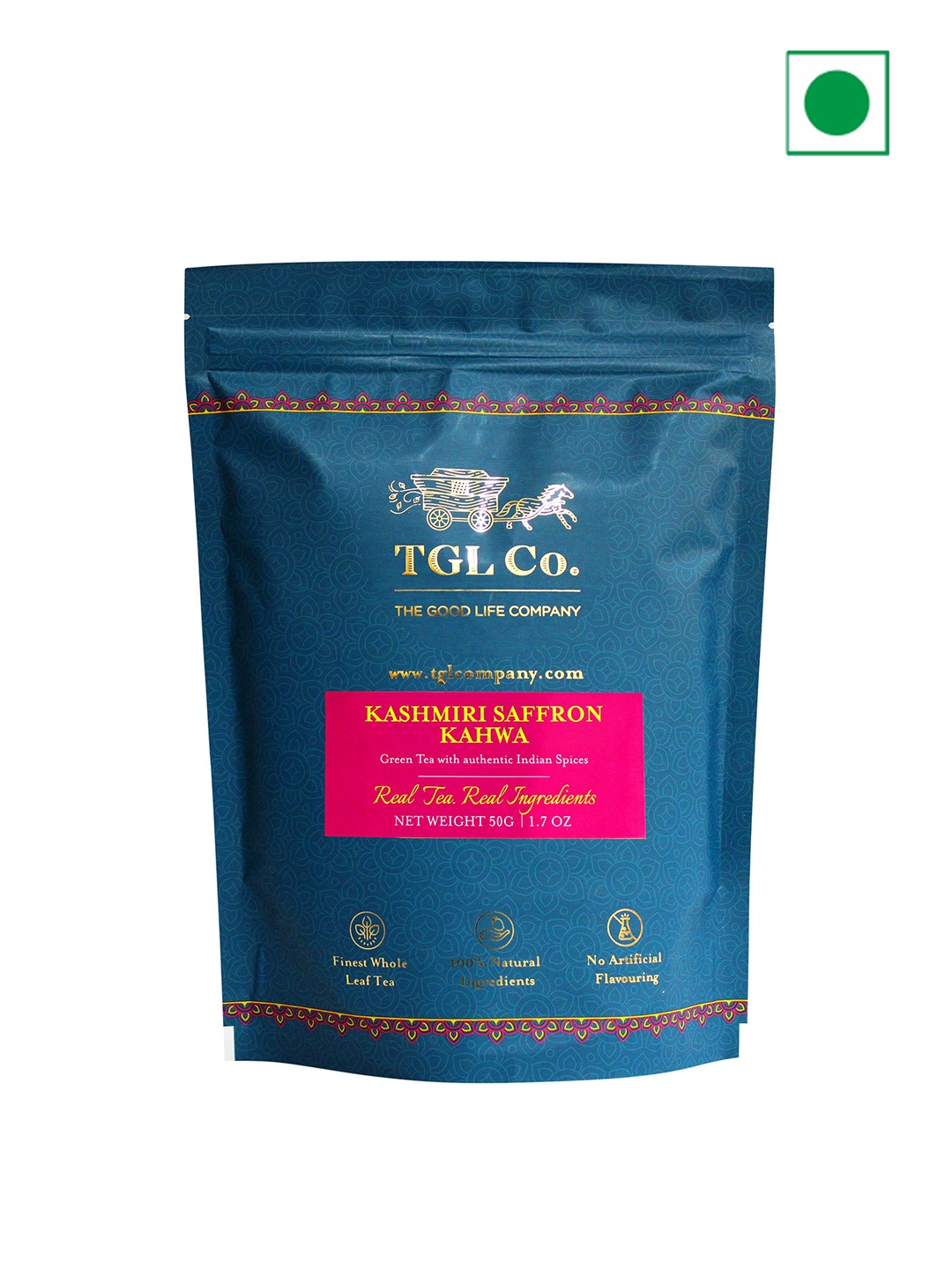 

TGL Co. Kashmiri Saffron Kahwa Green Tea Loose Leaf - 50gms, Teal