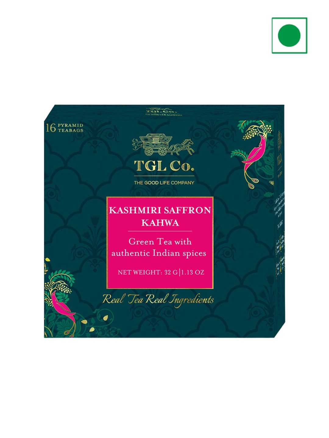 

TGL Co. Kashmiri Saffron Kahwa 16 Tea Bags 32g, Green