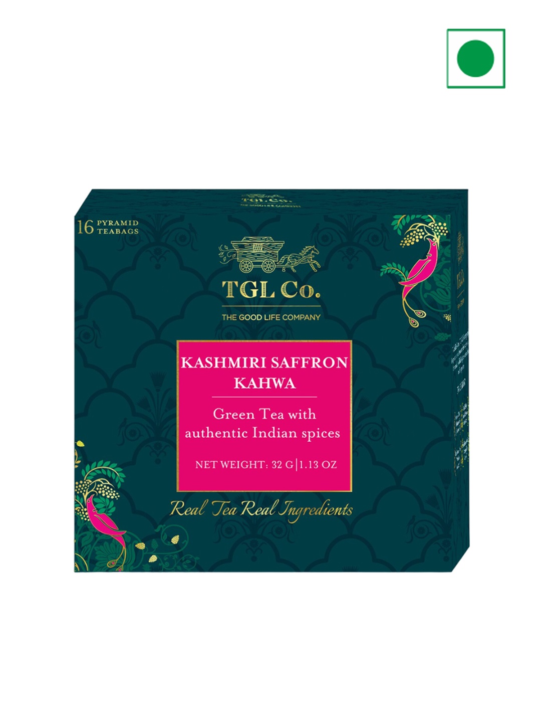 

TGL Co. Set Of 3 Kashmiri Saffron Kahwa Green 6 Tea Bags / Loose Leaf-150 g
