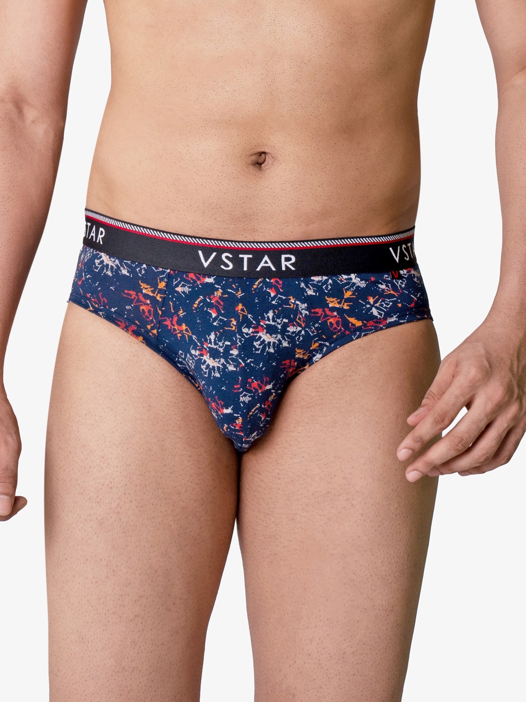 

VStar Abstract Printed Low-Rise Basic Briefs SG 02-JET_BLACK, Navy blue