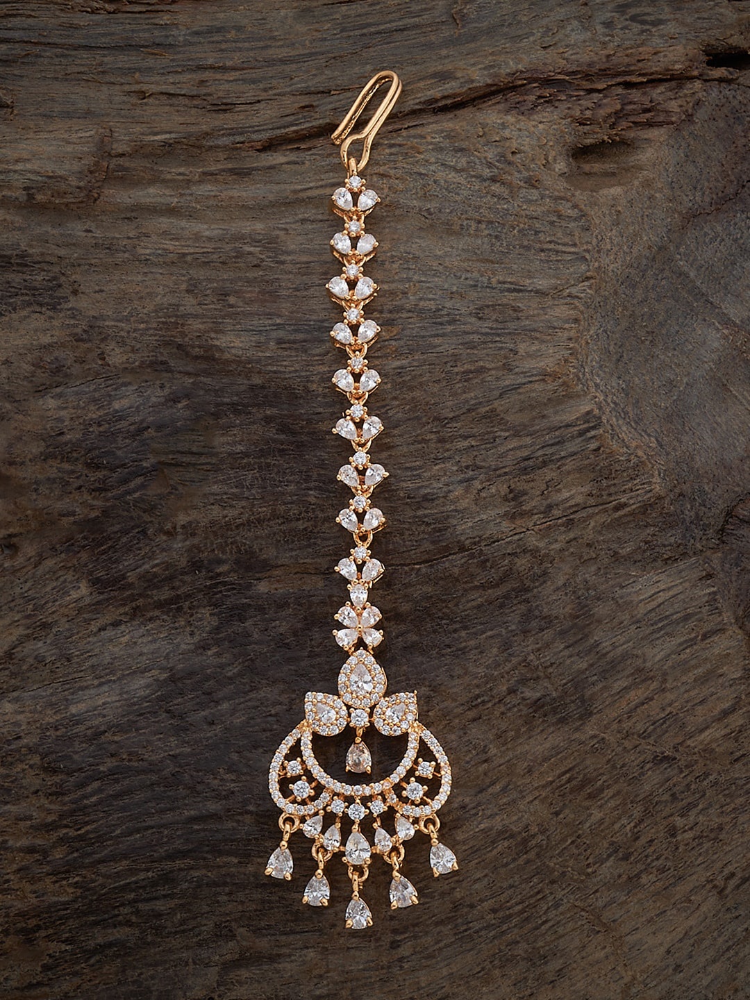 

Kushal's Fashion Jewellery Gold-Plated Artificial Stones Studded Maang Tikka