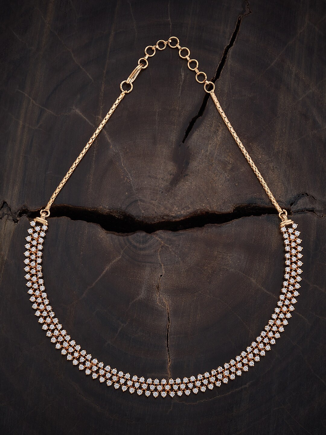 

Kushal's Fashion Jewellery Gold-Plated Cubic Zirconia Stone Studded Copper Necklace