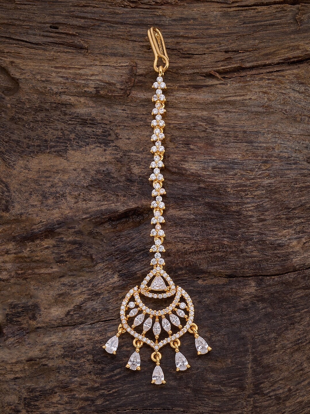 

Kushal's Fashion Jewellery Gold-Plated Artificial Stones Studded Maang Tikka