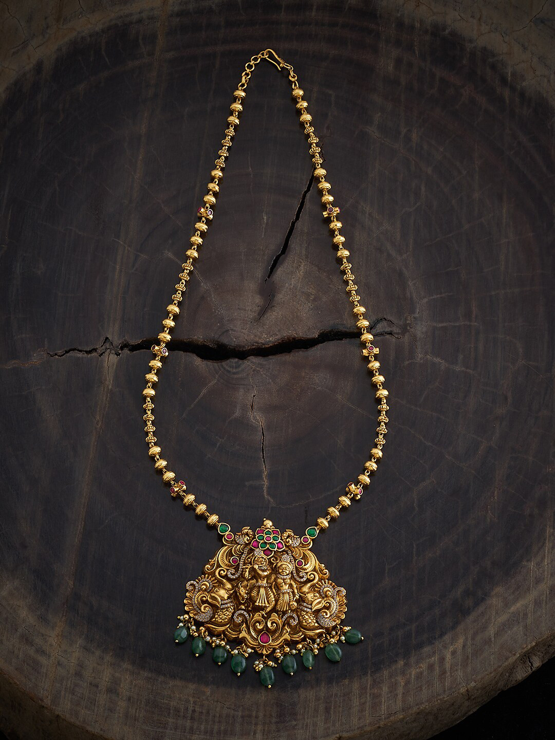 

Kushal's Fashion Jewellery 92.5 Pure Silver Gold-Plated Temple Necklace