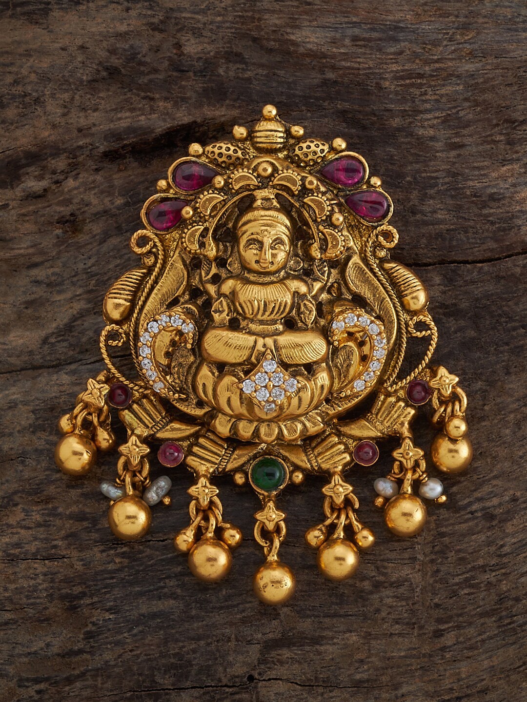 

Kushal's Fashion Jewellery Gold-Plated 92.5 Silver Temple Pendant