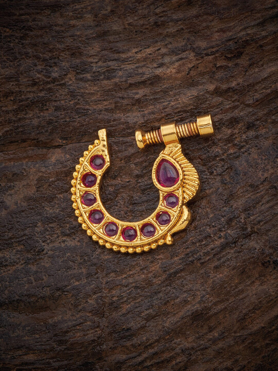 

Kushal's Fashion Jewellery Gold-Plated Cubic Zirconia Ring Nosepin