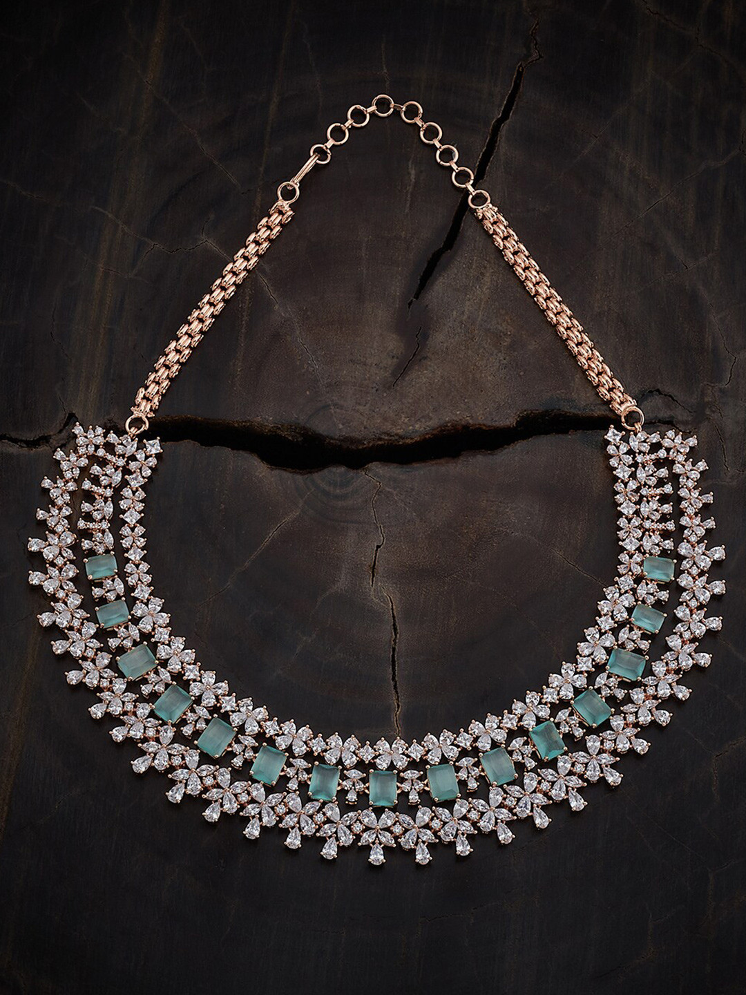 

Kushal's Fashion Jewellery Copper Rose Gold-Plated Cubic Zirconia Studded Necklace