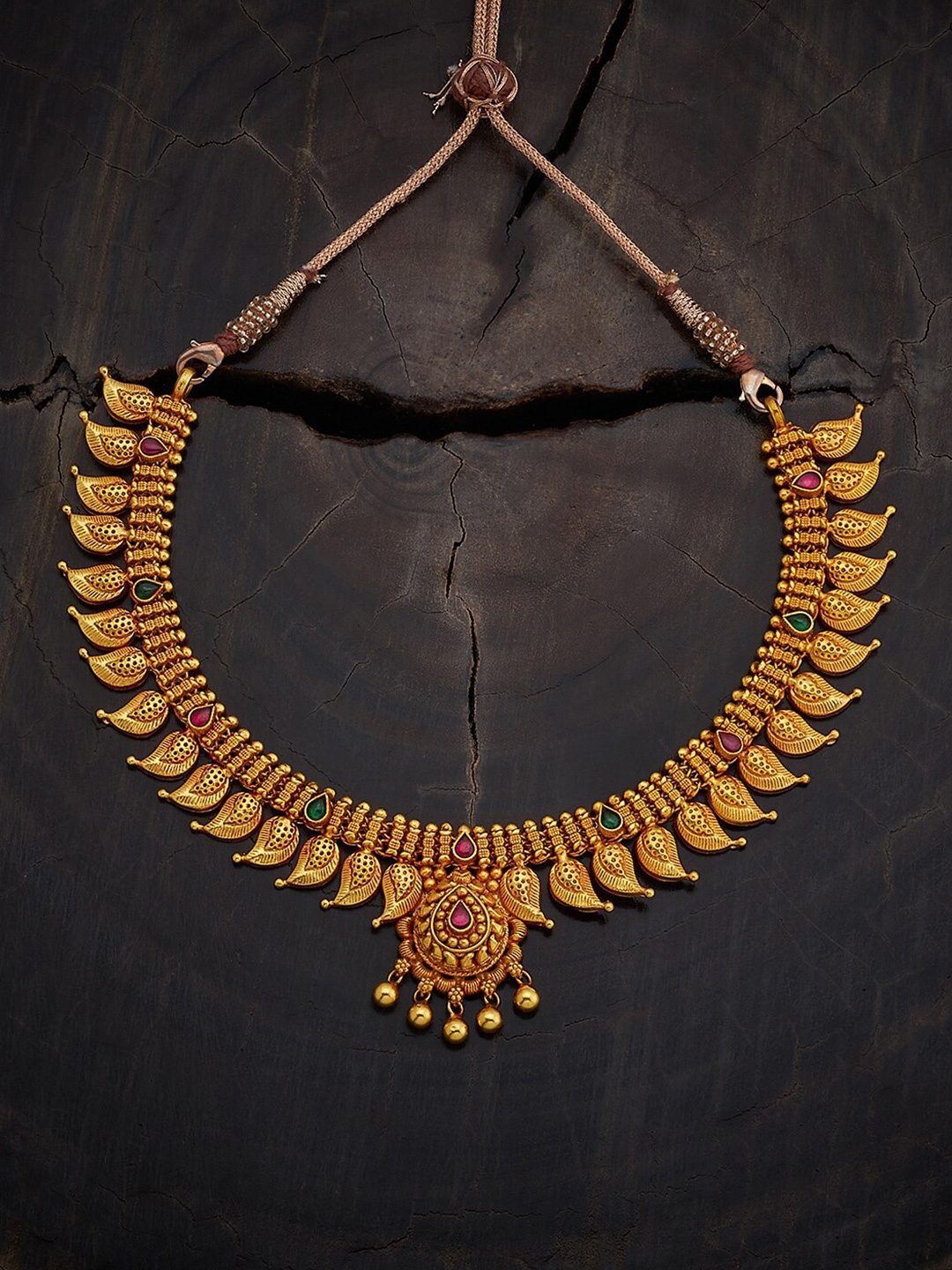 

Kushal's Fashion Jewellery Gold-Plated 92.5 Pure Silver Temple Necklace