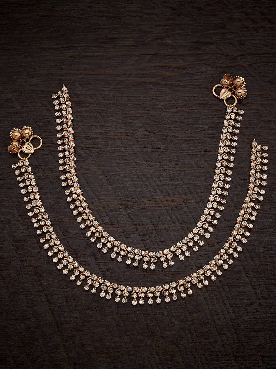 

Kushal's Fashion Jewellery Gold-Plated Artificial Stones Anklet