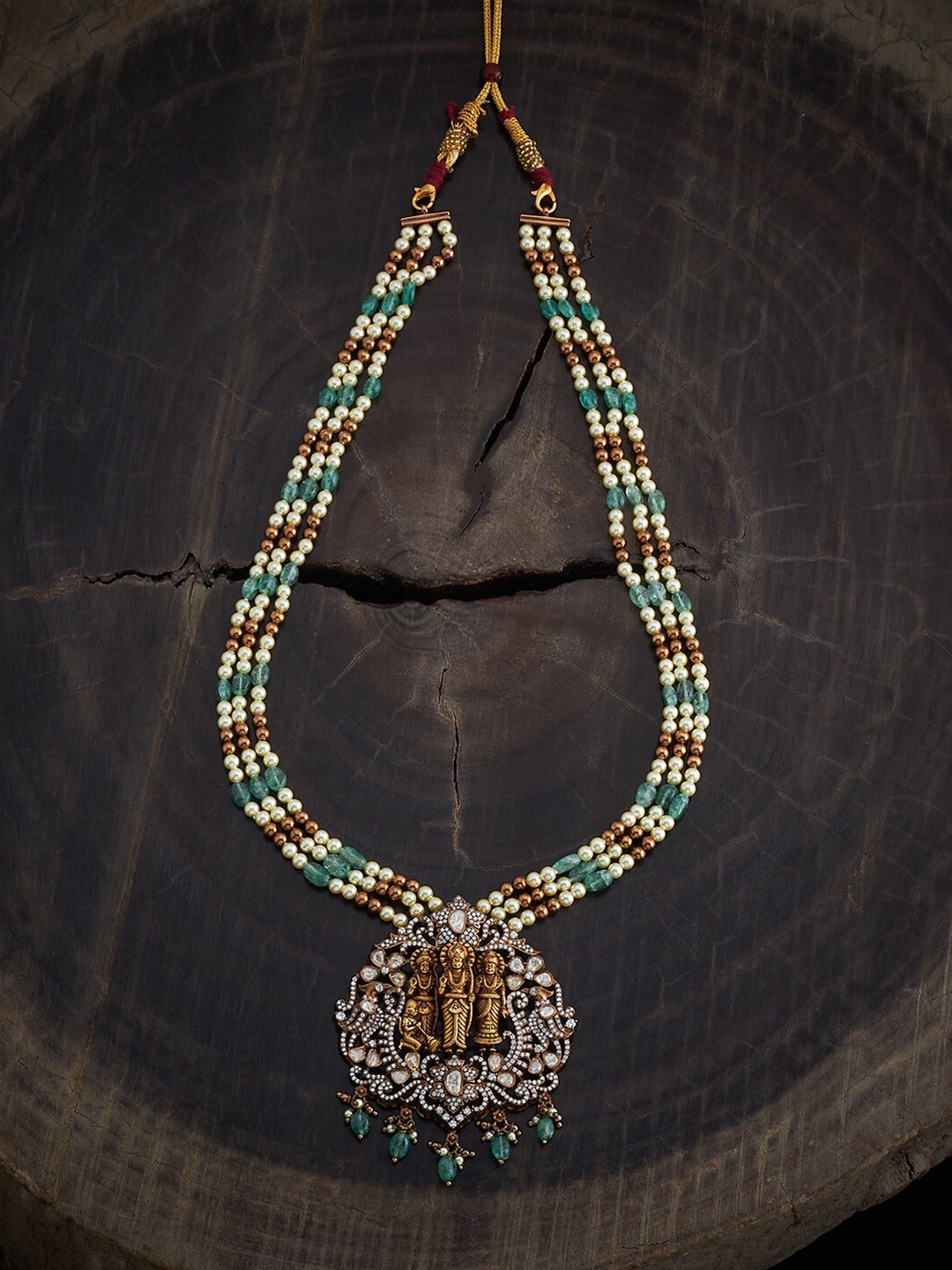 

Kushal's Fashion Jewellery Silver Gold-Plated Temple Necklace