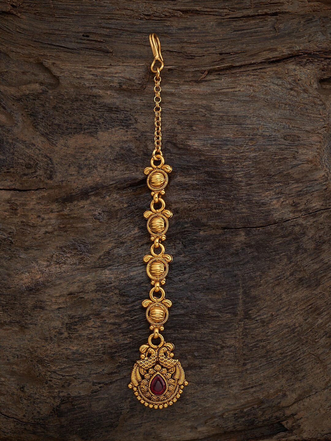 

Kushal's Fashion Jewellery Gold-Plated Artificial Stones Studded Maang Tikka