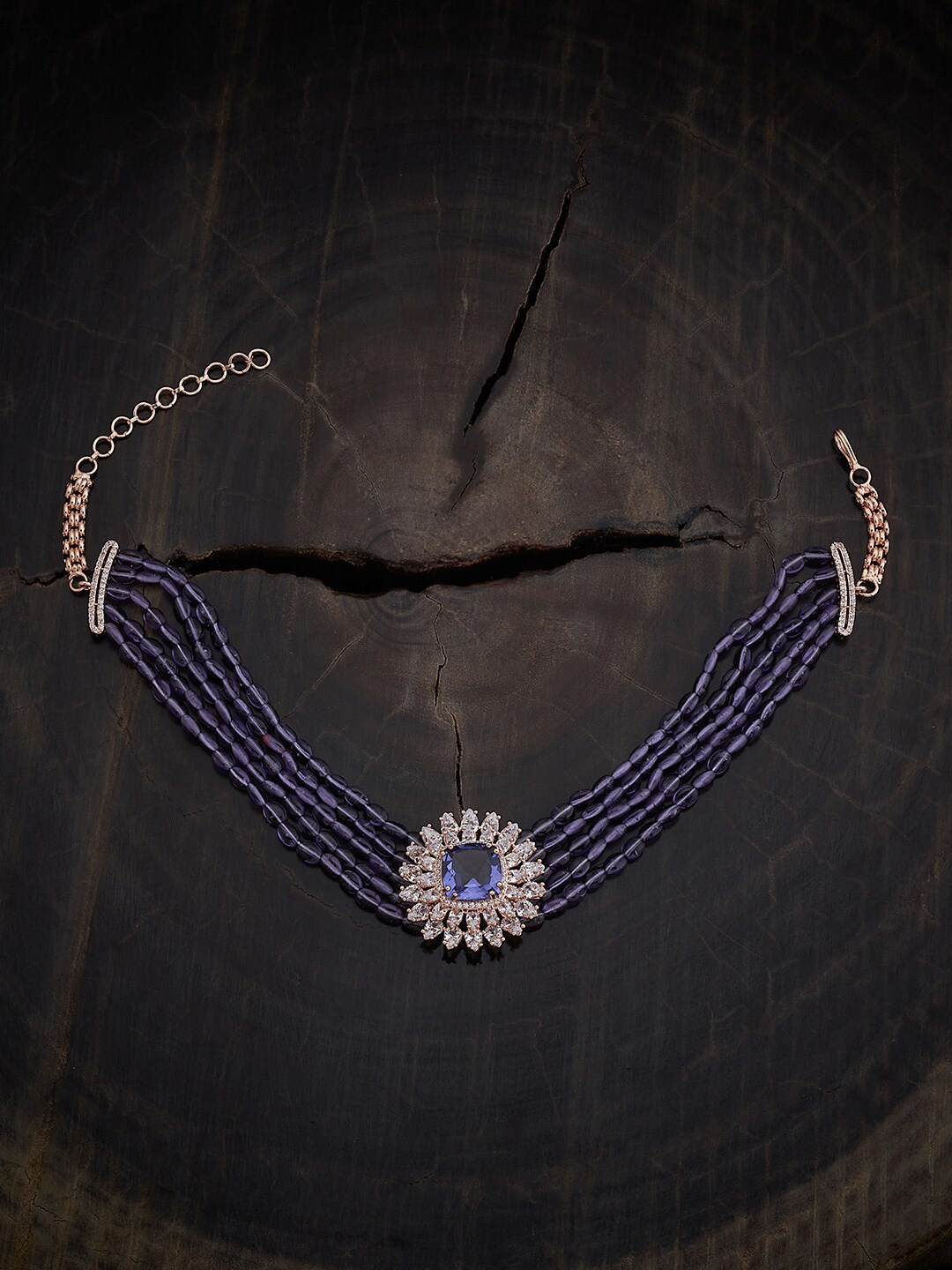 

Kushal's Fashion Jewellery Copper Rose Gold-Plated Cubic Zirconia Studded Necklace