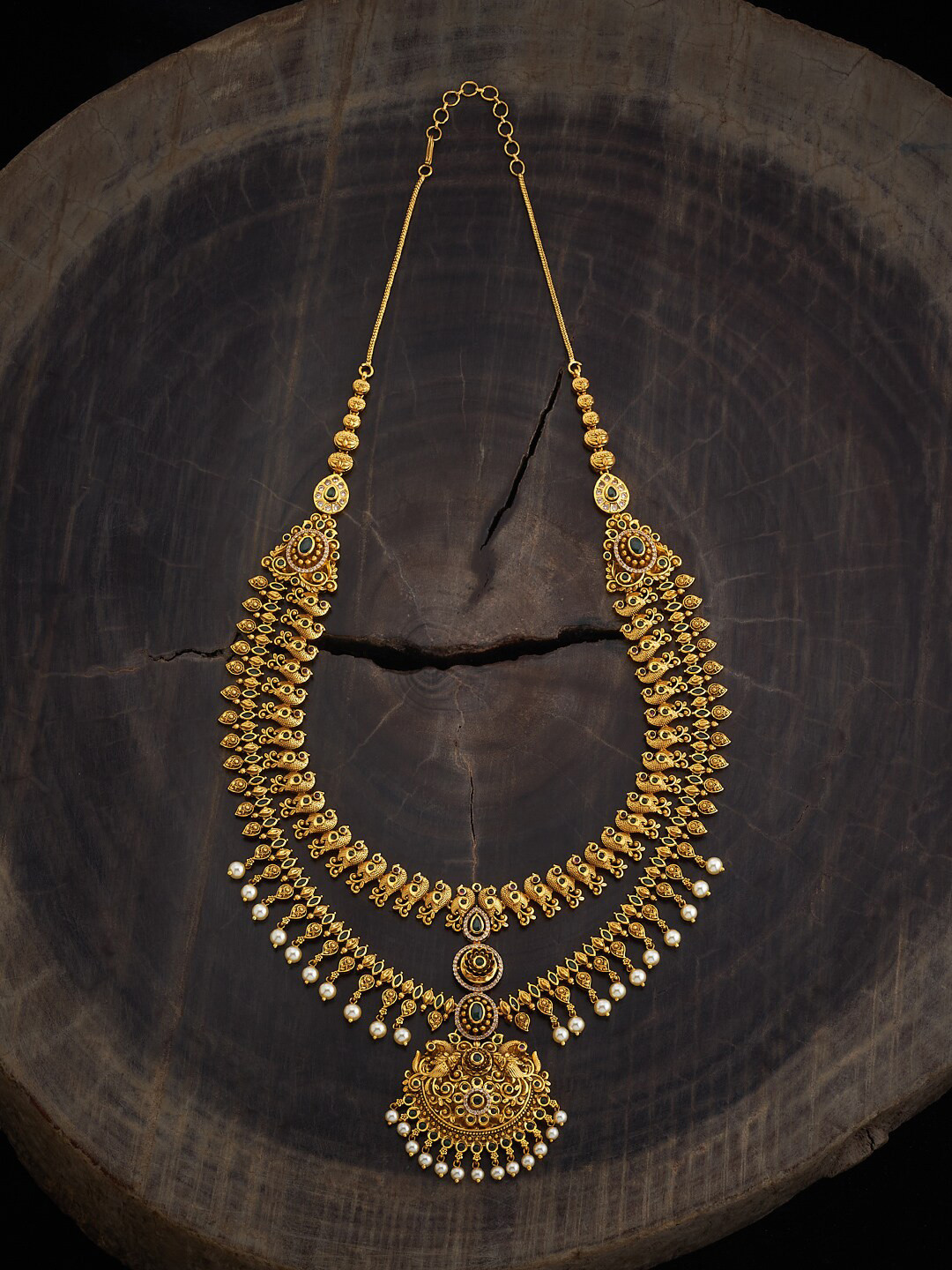 

Kushal's Fashion Jewellery Artificial Beads Gold Plated Antique Necklace