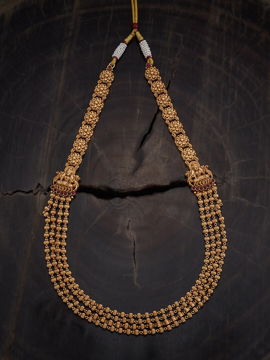 

Kushal's Fashion Jewellery Copper Gold-Plated Stones Studded Antique Necklace