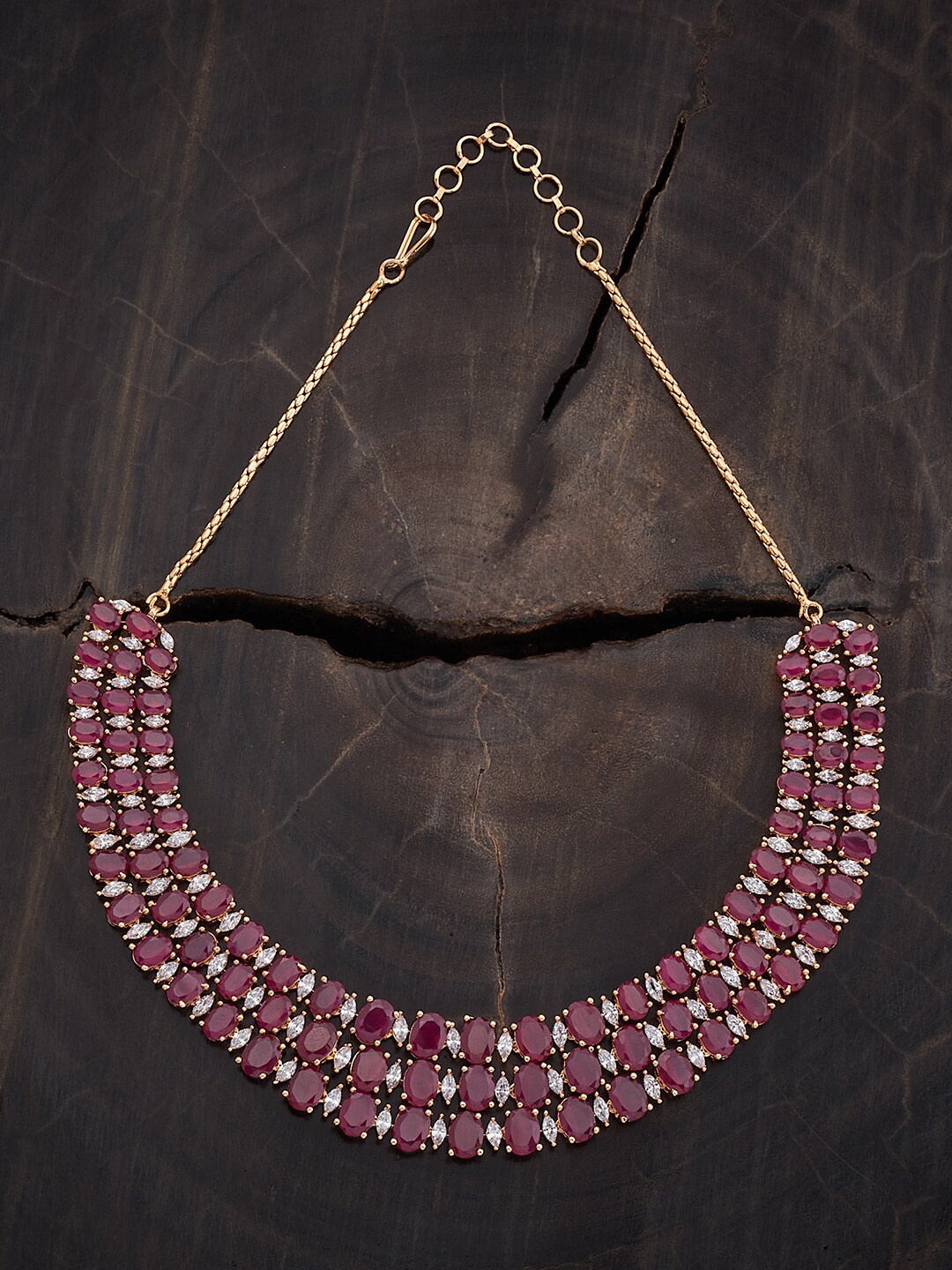 

Kushal's Fashion Jewellery Gold-Plated Cubic Zirconia Studded Necklace