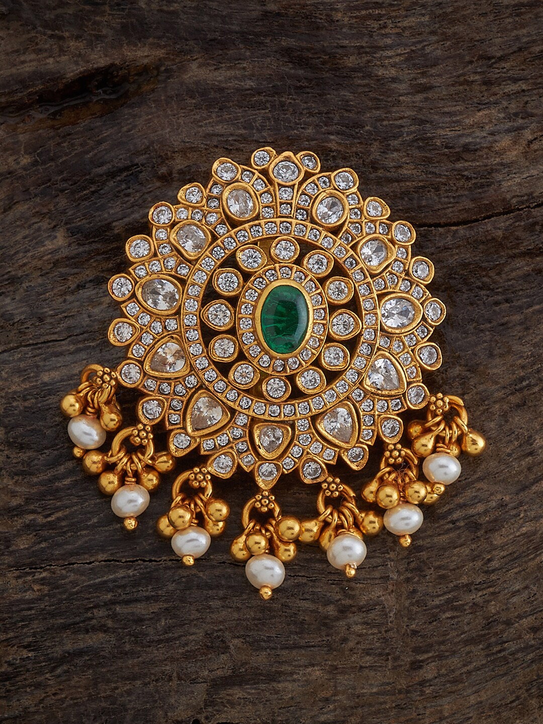 

Kushal's Fashion Jewellery Gold-Plated 92.5 Silver Temple Pendant