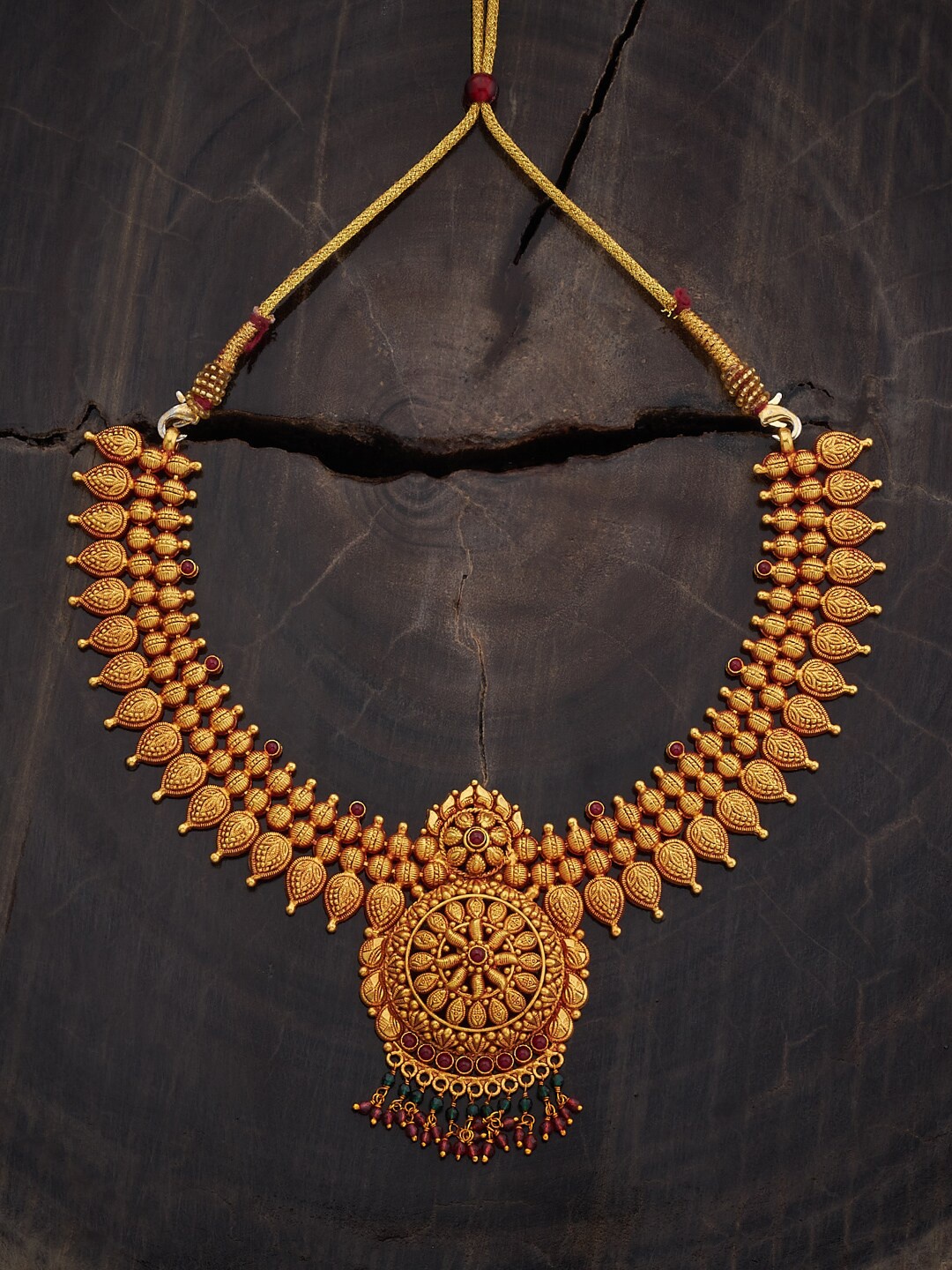 

Kushal's Fashion Jewellery 925 Silver Gold-Plated Temple Necklace