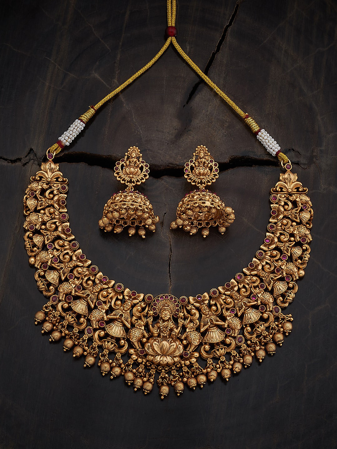 

Kushal's Fashion Jewellery Gold-Plated Stone-Studded Jewellery Set