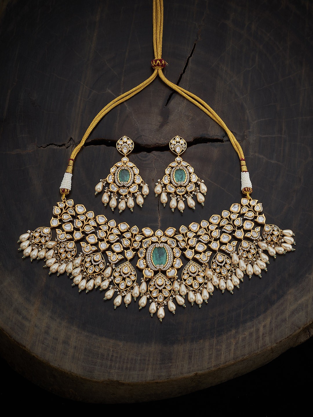 

Kushal's Fashion Jewellery Gold Plated Kundan Stone Studded Jewellery Set