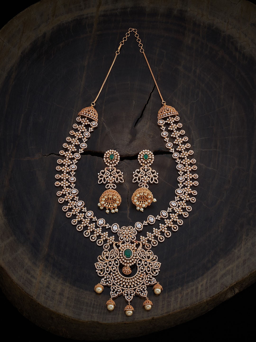 

Kushal's Fashion Jewellery Gold-Plated CZ Studded Jewellery Set
