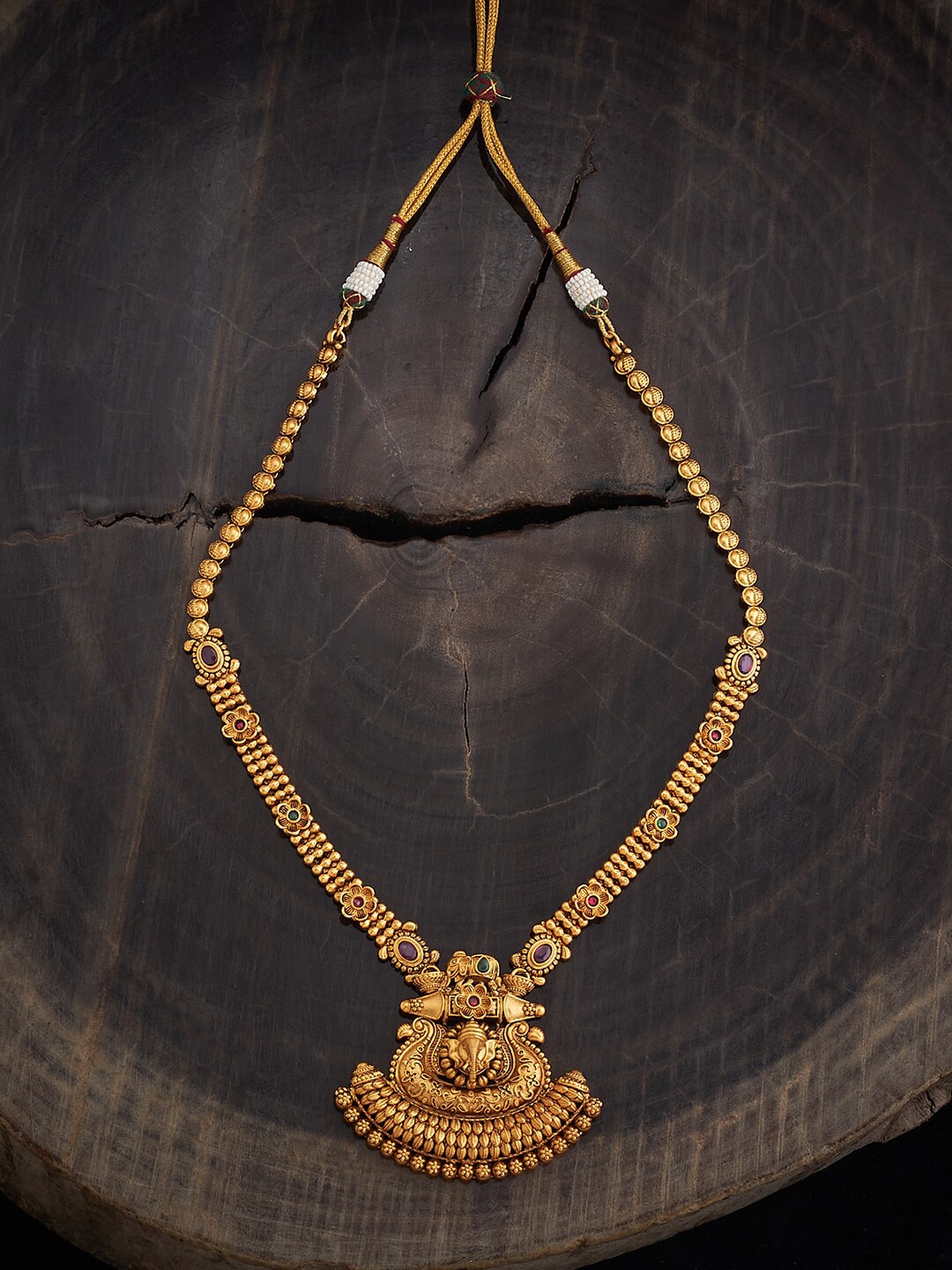 

Kushal's Fashion Jewellery Gold-Plated Stone Studded Copper Antique Necklace