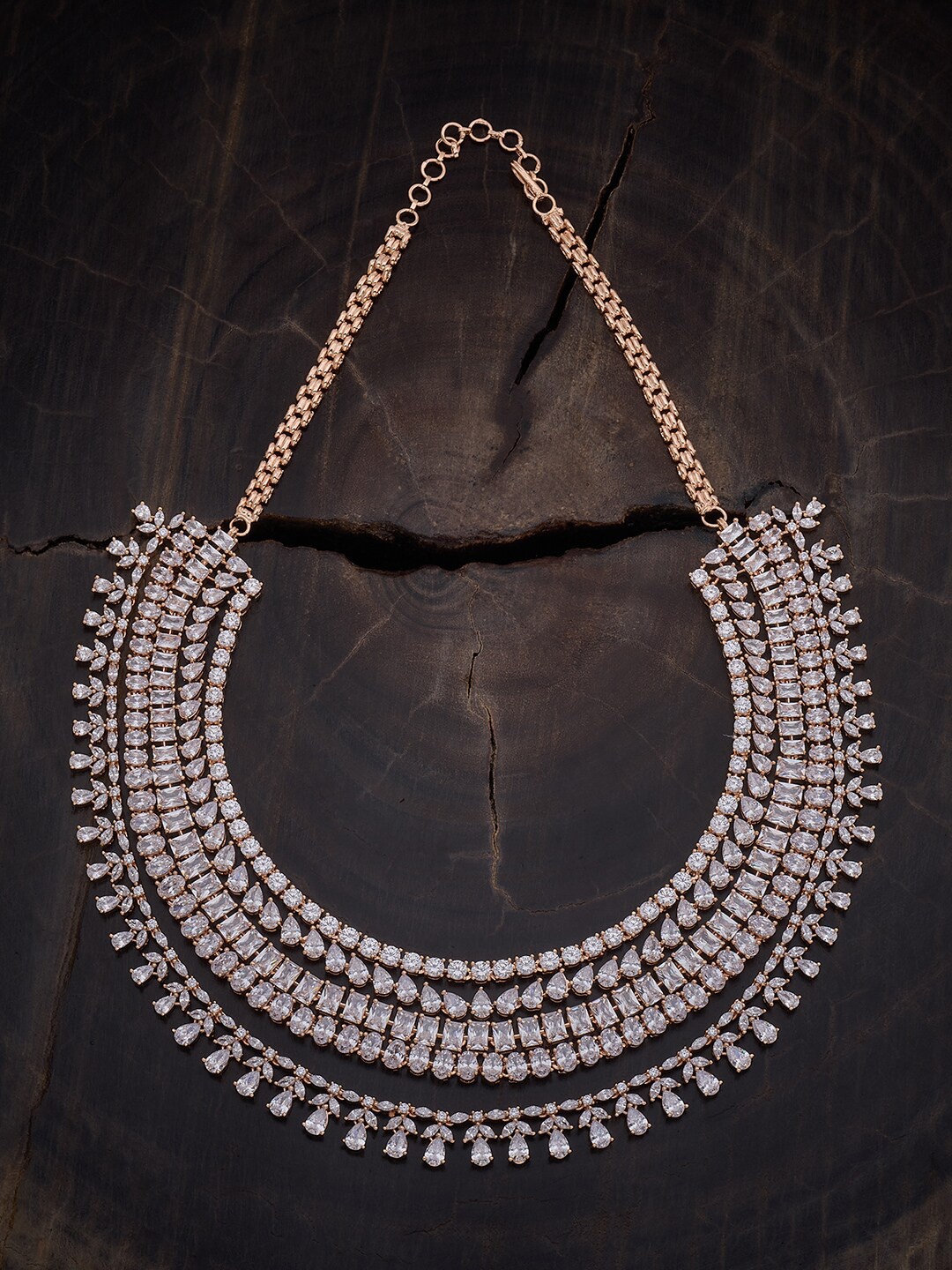 

Kushal's Fashion Jewellery Copper Rose Gold-Plated Cubic Zirconia Studded Necklace