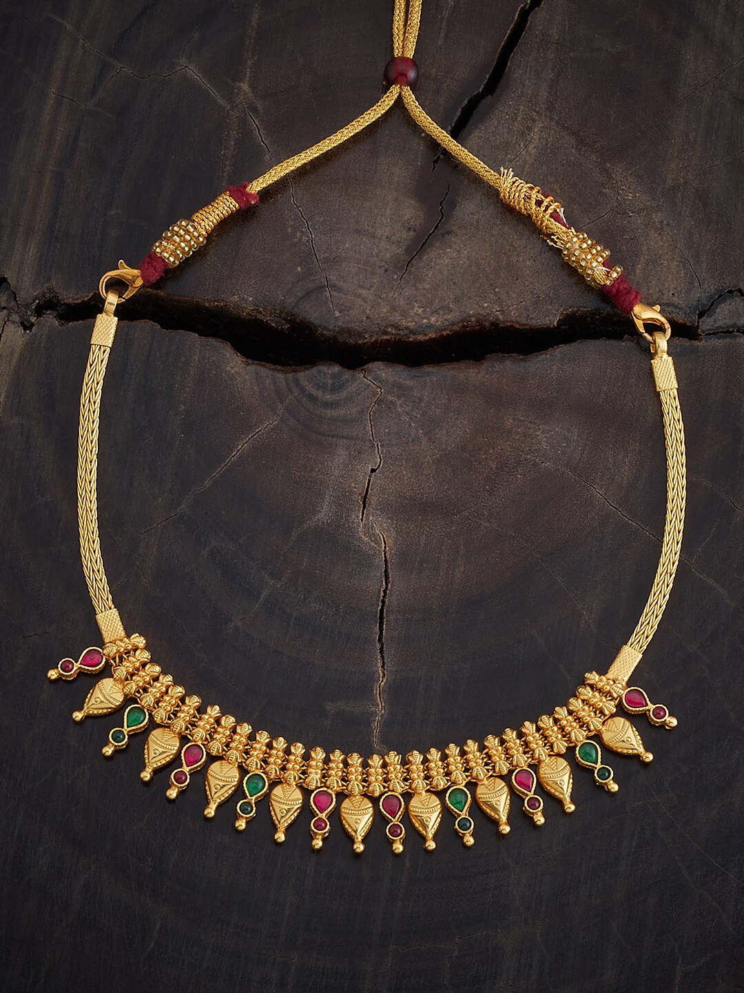 

Kushal's Fashion Jewellery 92.5 Pure Silver Gold-Plated Temple Necklace
