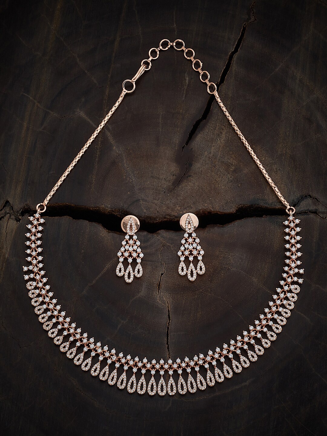 

Kushal's Fashion Jewellery Rose Gold-Plated CZ Studded Jewellery Set