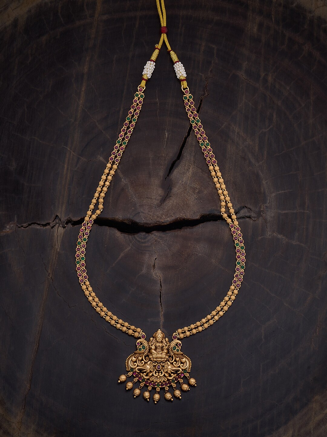 

Kushal's Fashion Jewellery Gold-Plated Ruby Studded & Beaded Necklace