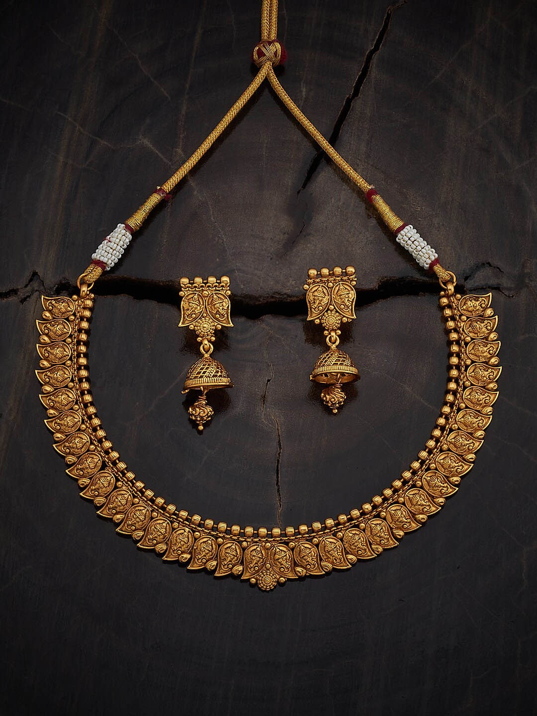 

Kushal's Fashion Jewellery Gold-Plated Necklace With Earrings