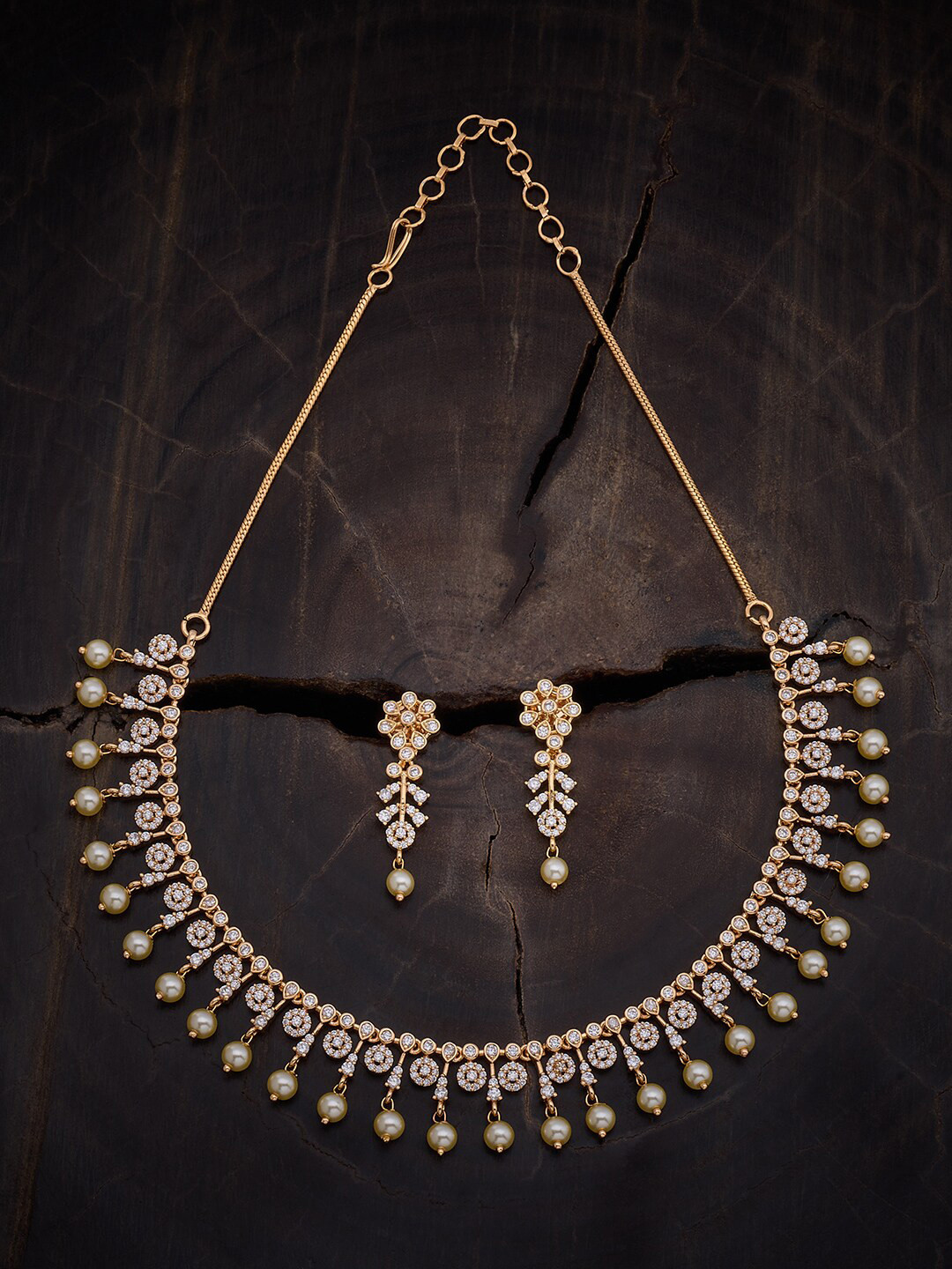 

Kushal's Fashion Jewellery Gold-Plated Cubic Zirconia Stone Studded Jewellery Set