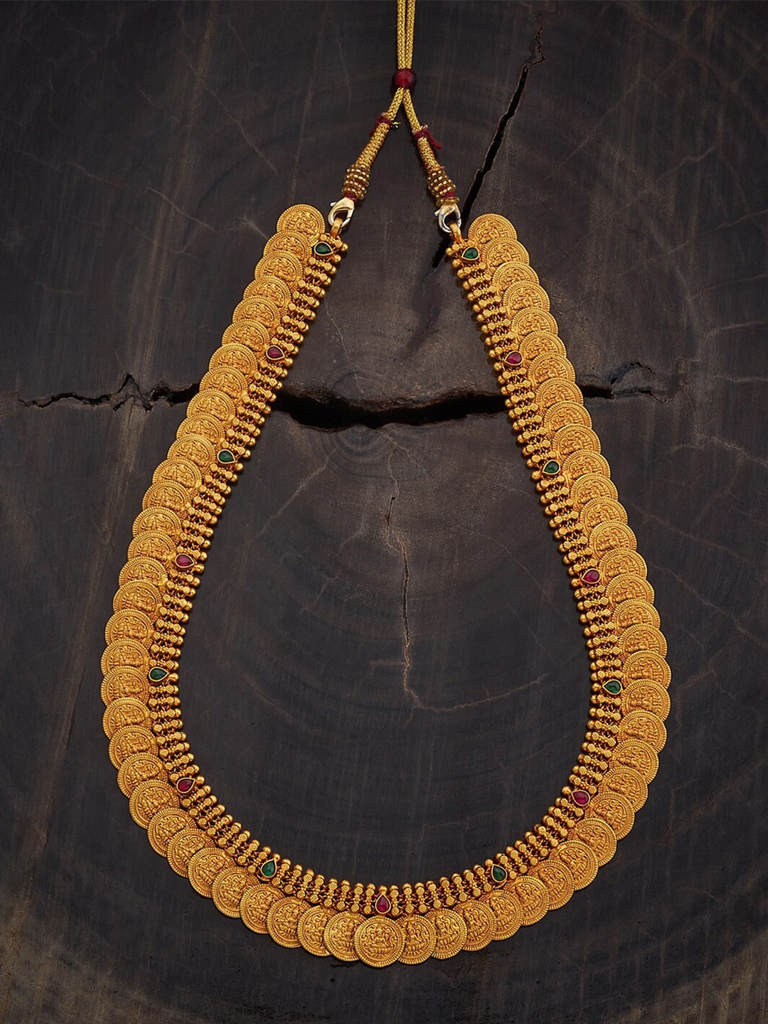 

Kushal's Fashion Jewellery 92.5 Pure Silver Gold-Plated Temple Necklace
