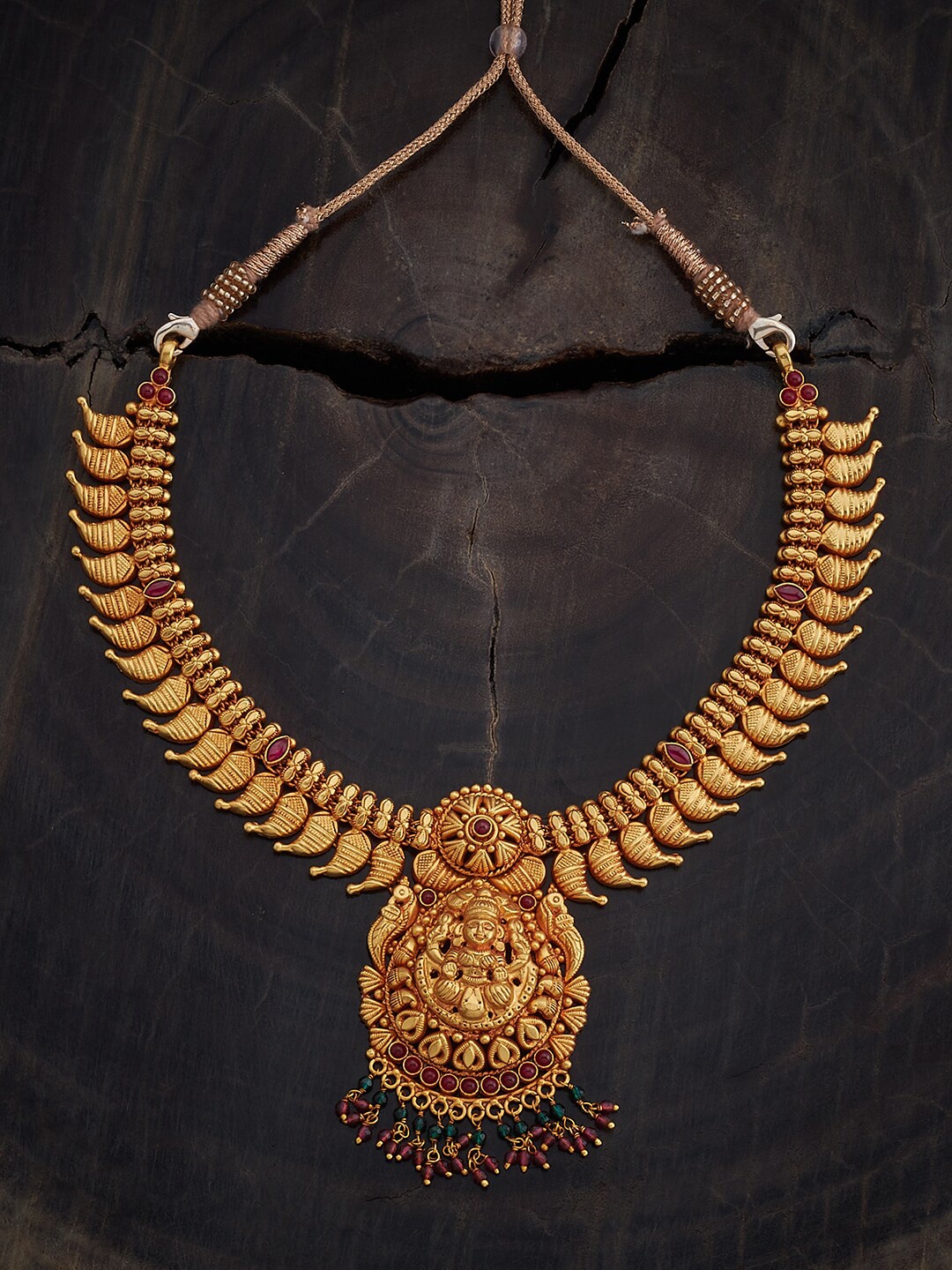 

Kushal's Fashion Jewellery 92.5 Silver Gold-Plated Temple Necklace