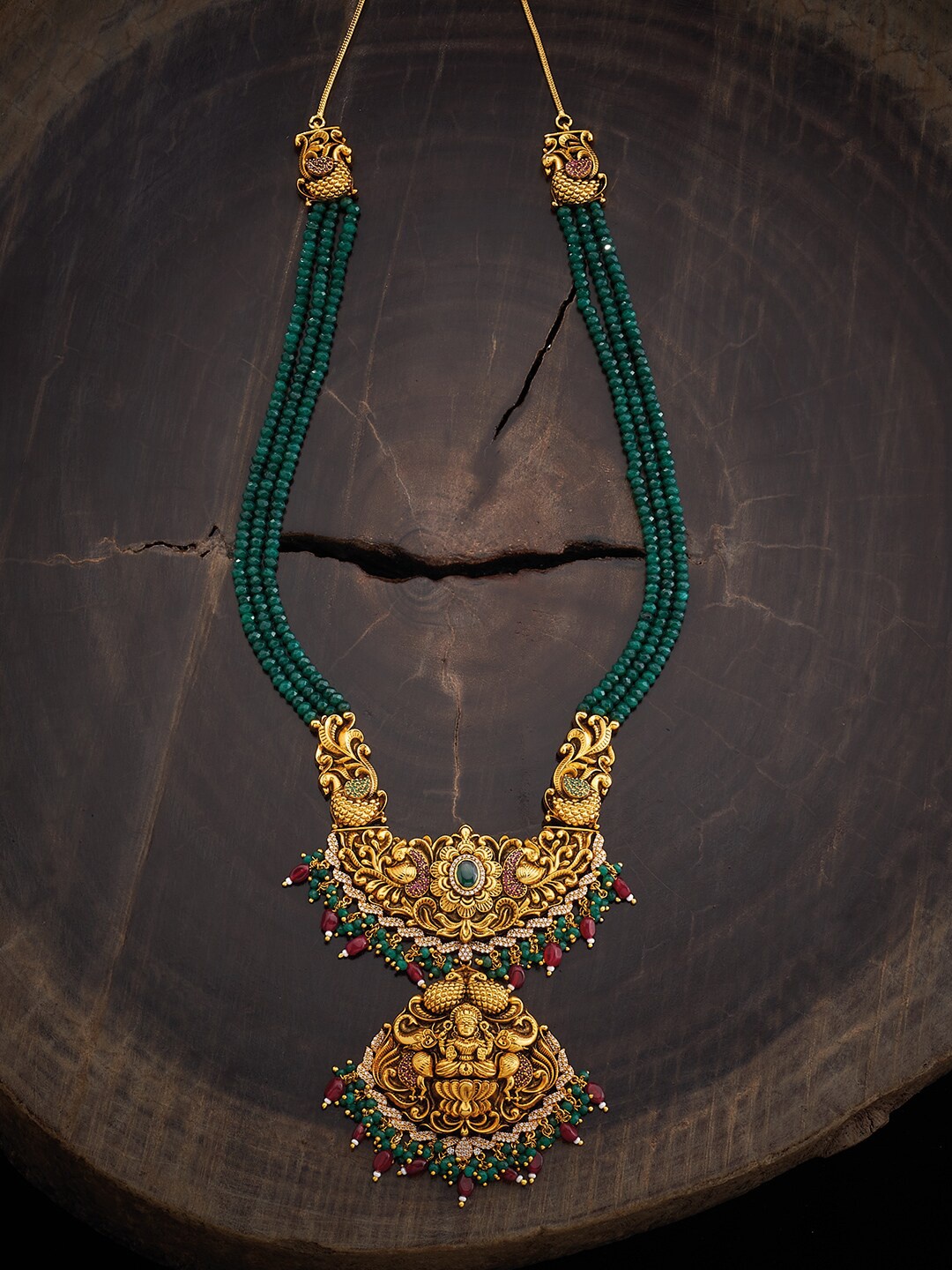 

Kushal's Fashion Jewellery Copper Antique Necklace, Green