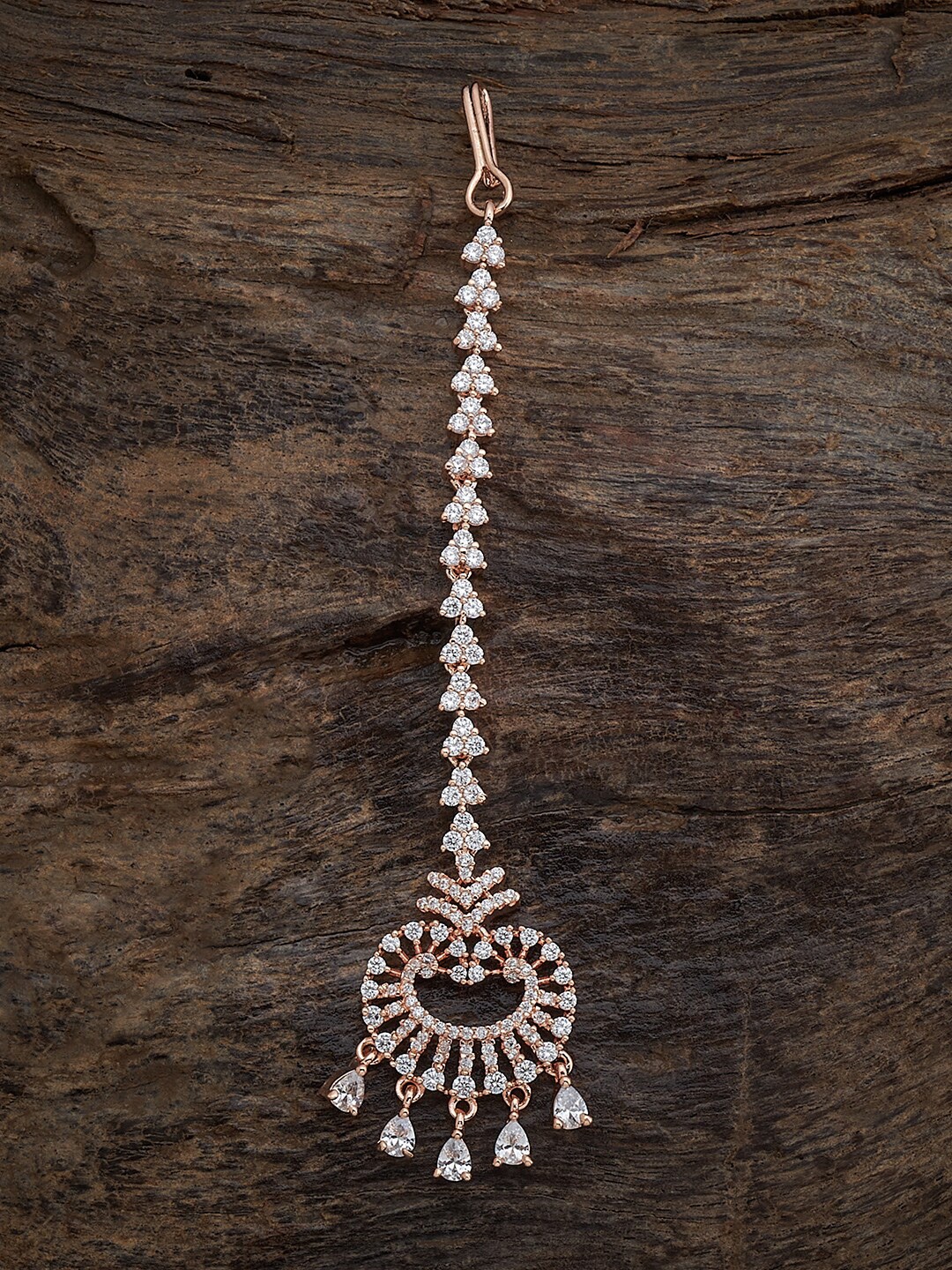 

Kushal's Fashion Jewellery Rose Gold Plated Artificial Stones Studded Maang Tikka