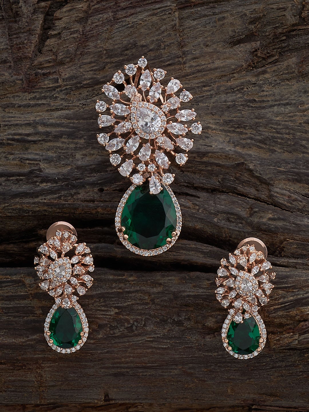 

Kushal's Fashion Jewellery Rose Gold-Plated Jewellery Set, Green