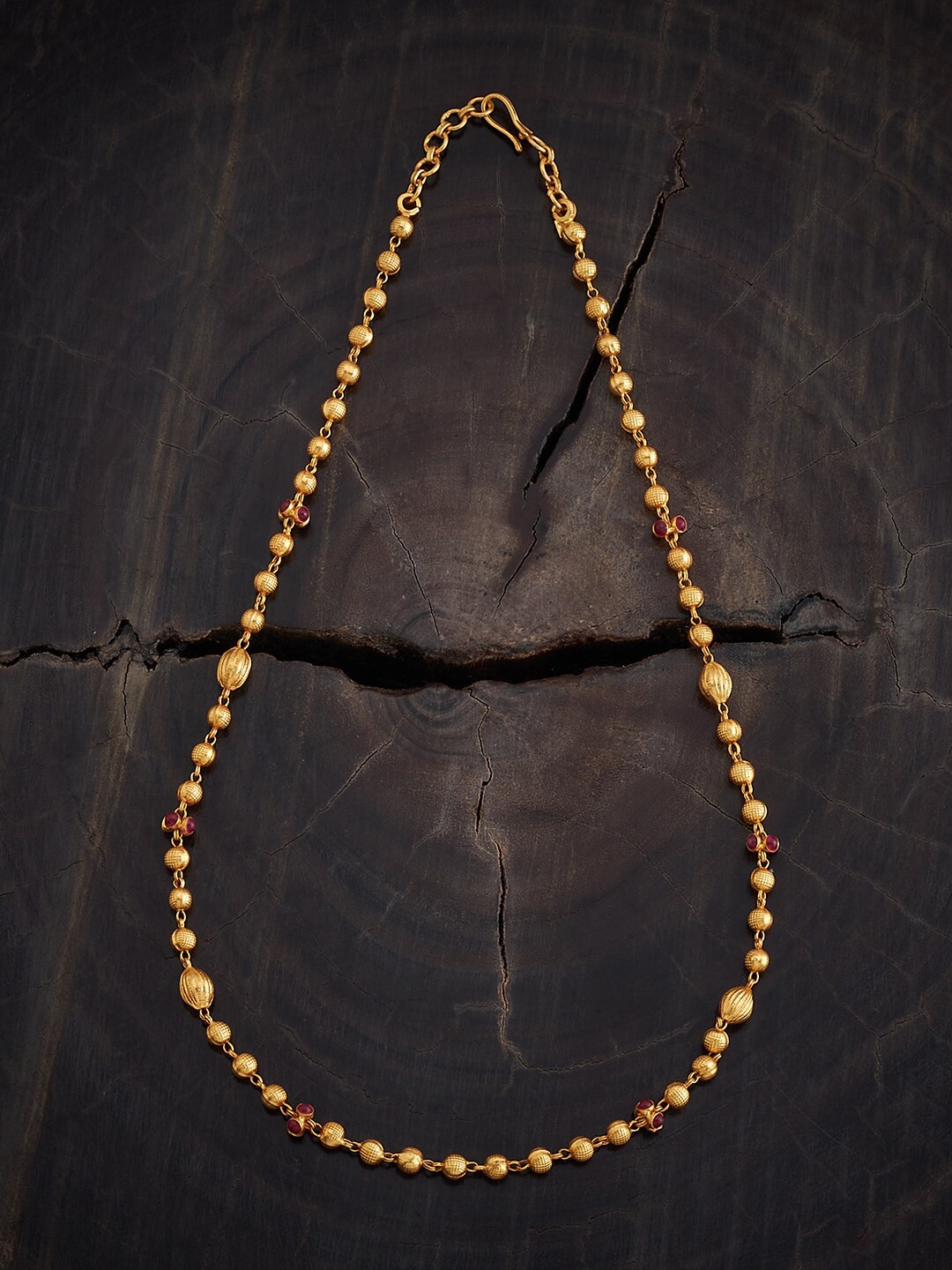 

Kushal's Fashion Jewellery 92.5 Pure Silver Gold-Plated Stones Studded Temple Necklace