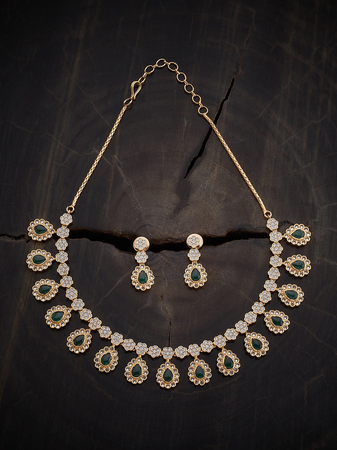 

Kushal's Fashion Jewellery Gold-Plated Cubic Zirconia-Studded Necklace & Earrings