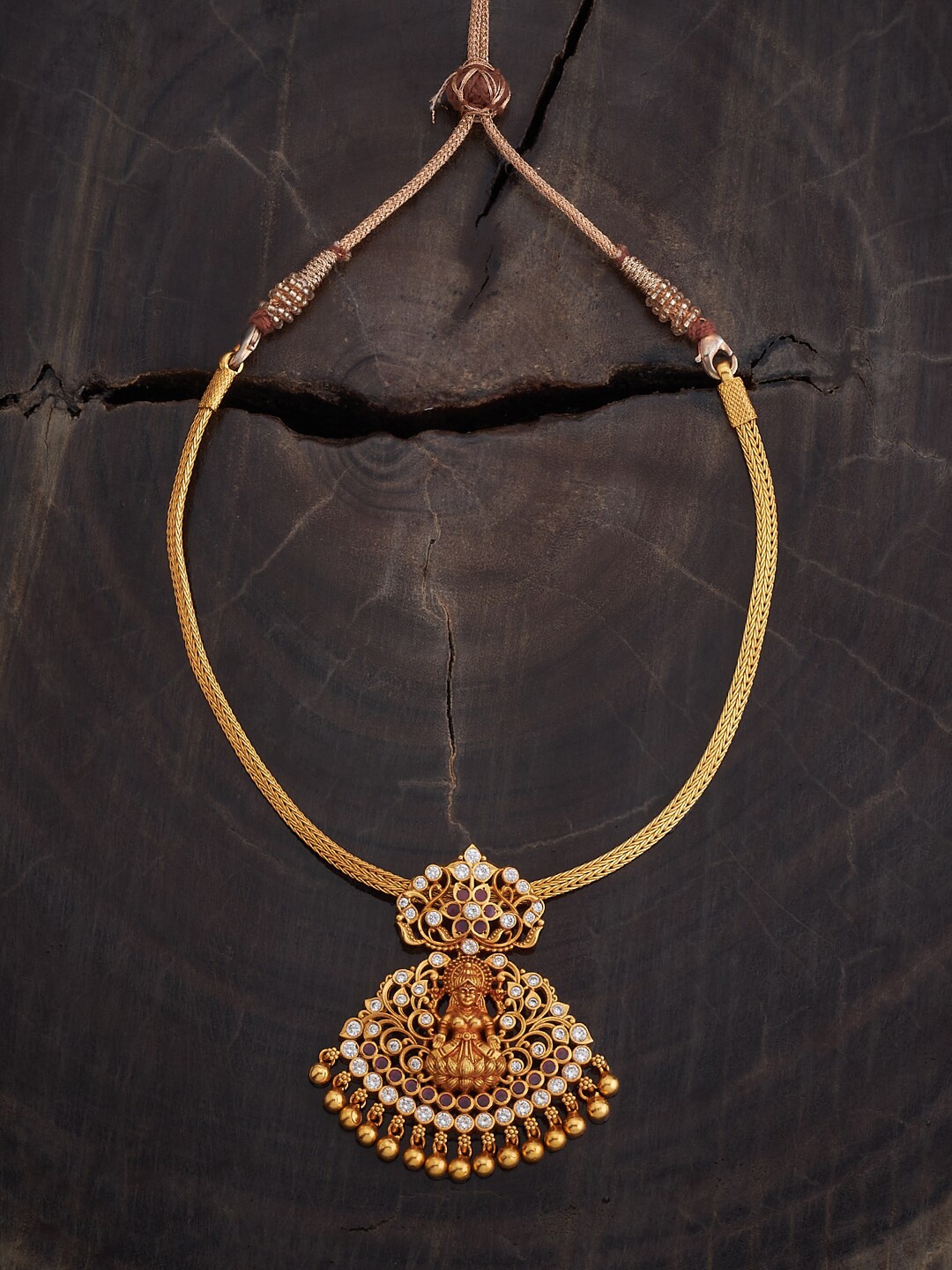 

Kushal's Fashion Jewellery 92.5 Silver Gold-Plated Temple Necklace