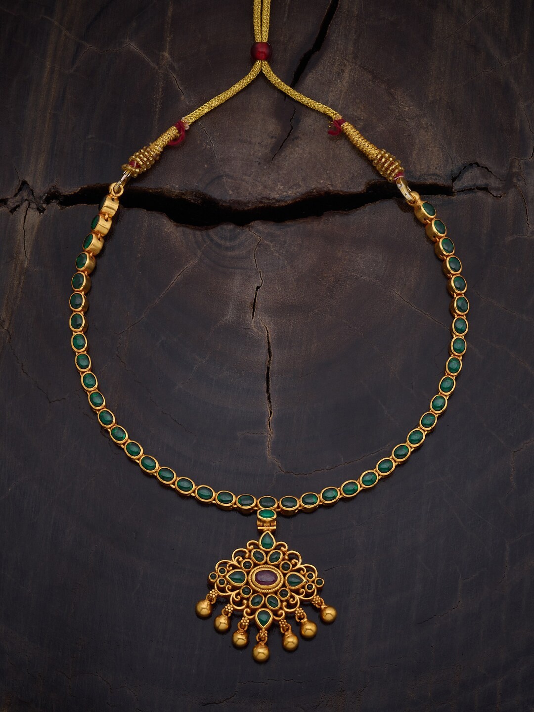 

Kushal's Fashion Jewellery Silver Gold-Plated Temple Necklace