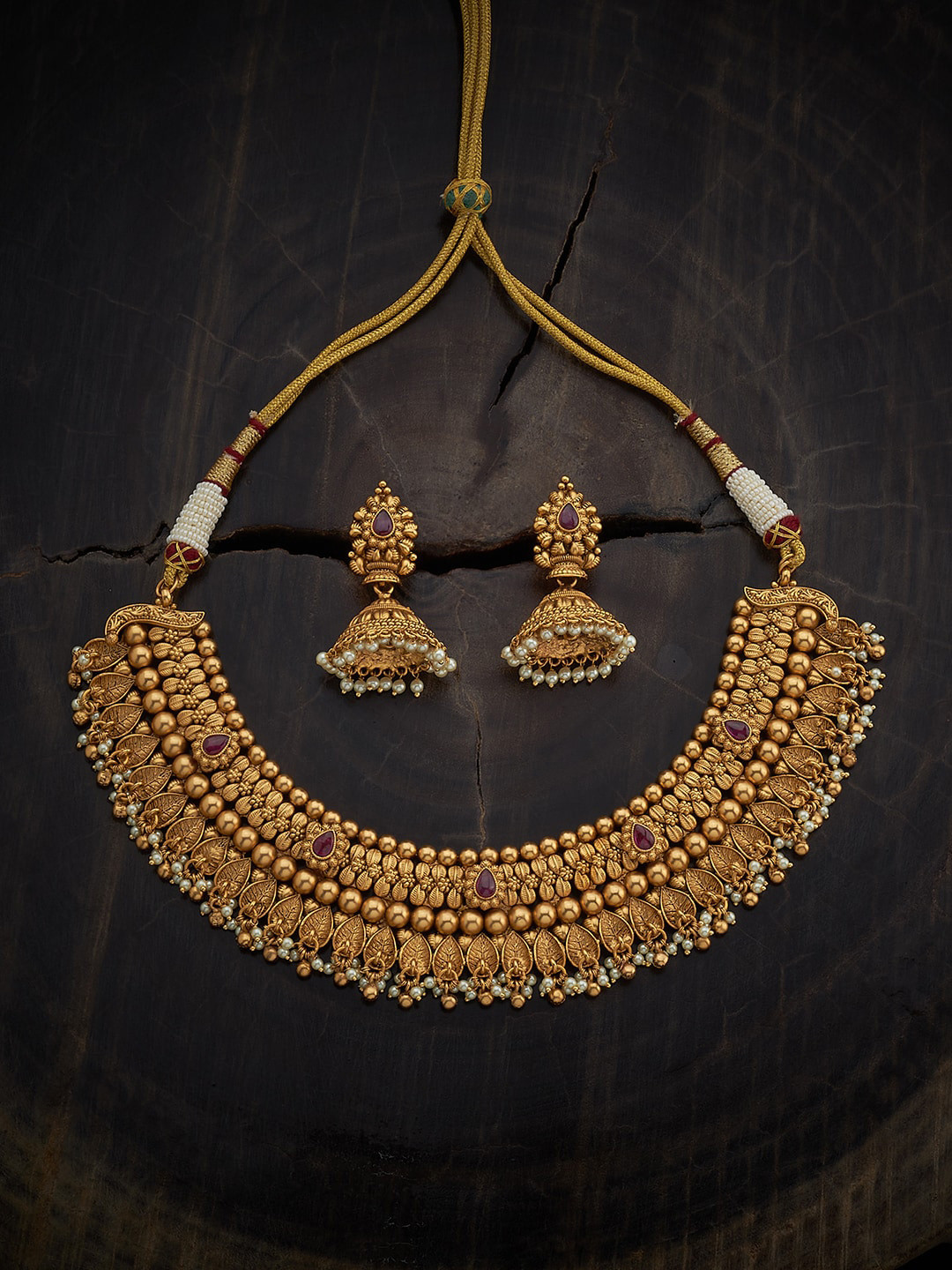 

Kushal's Fashion Jewellery Gold-Plated Stone-Studded & Beaded Jewellery Set