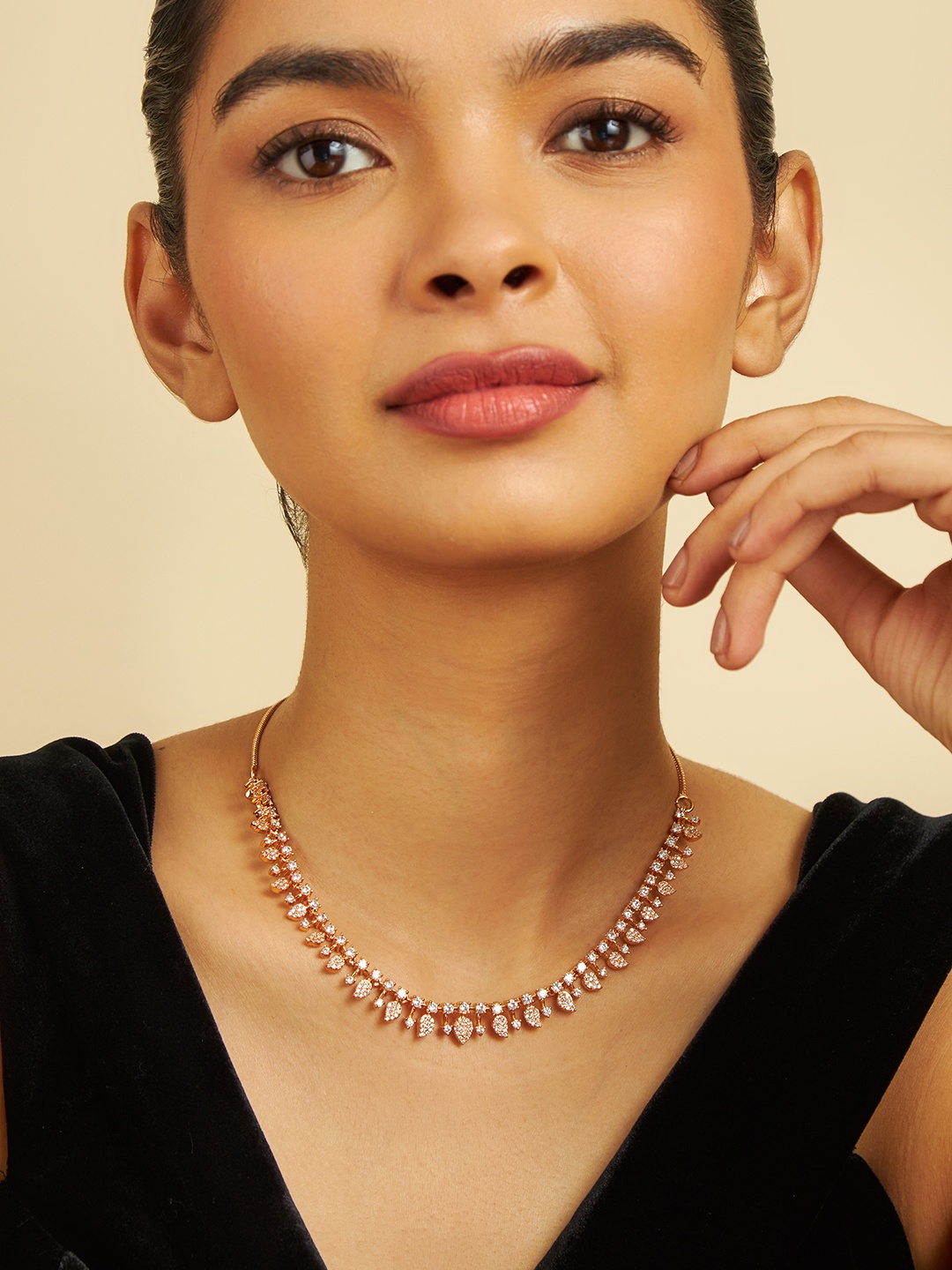 

Kushal's Fashion Jewellery Gold-Plated Cubic ZirconiaNecklace